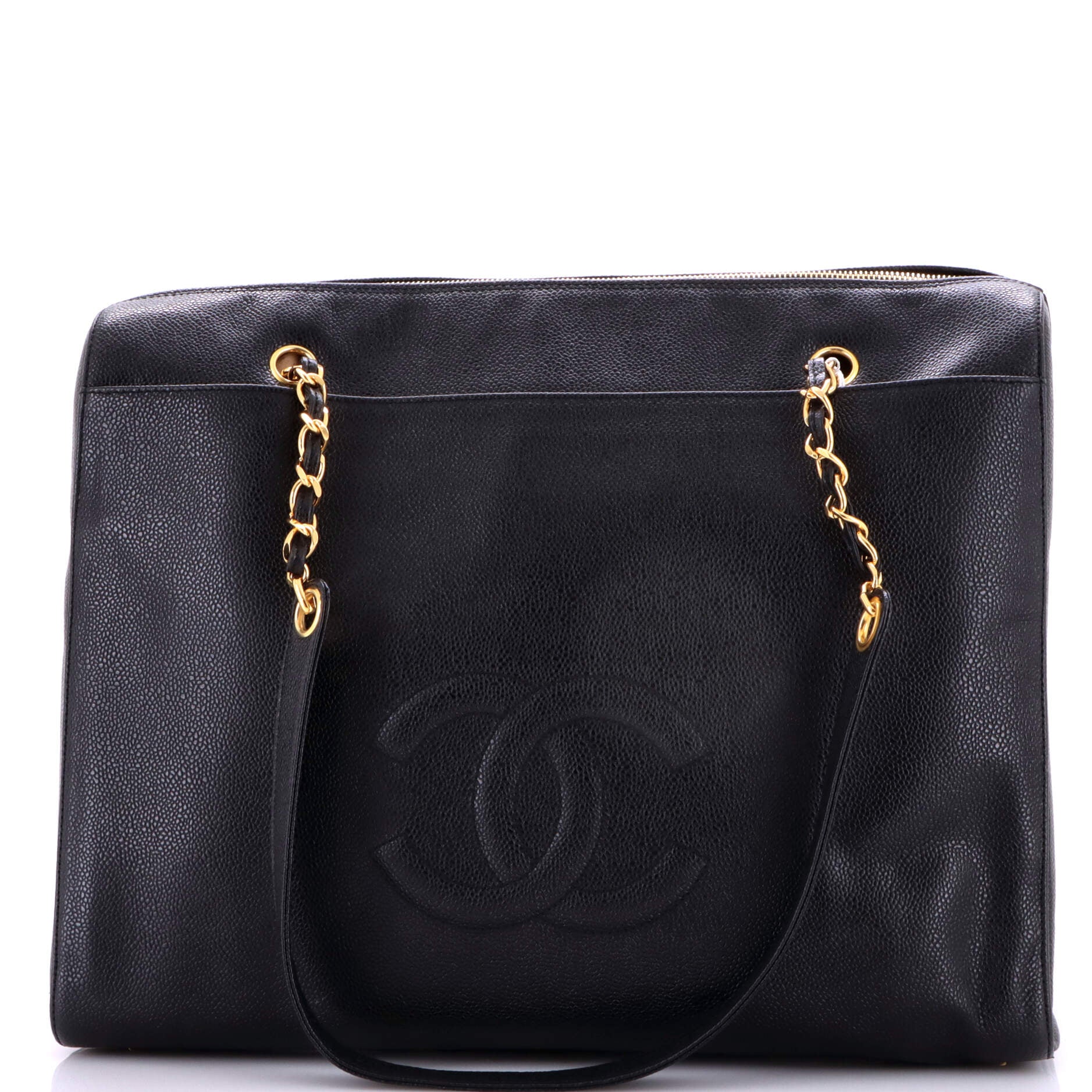 Vintage Timeless Zip Tote Caviar Large