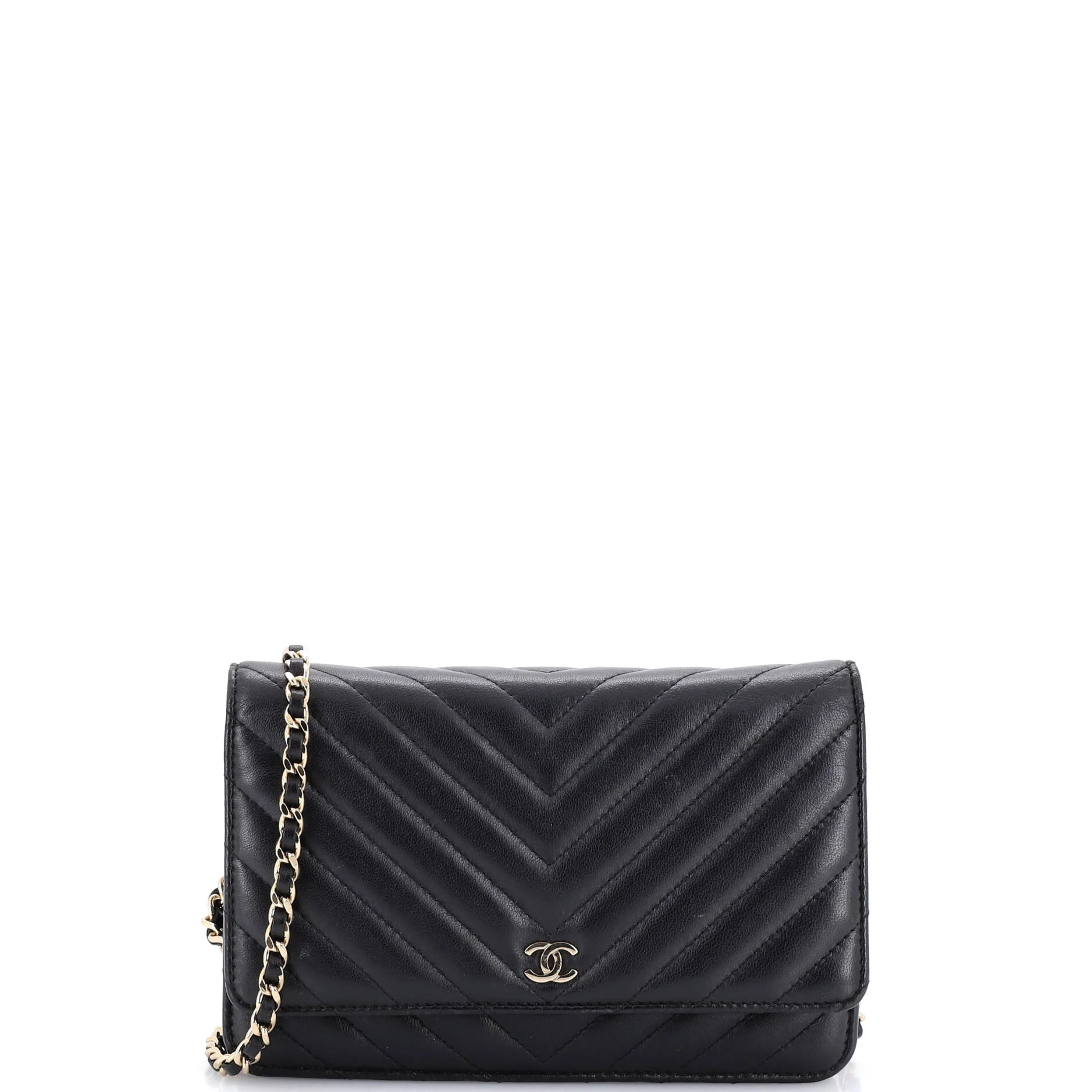 Wallet on Chain Chevron Lambskin