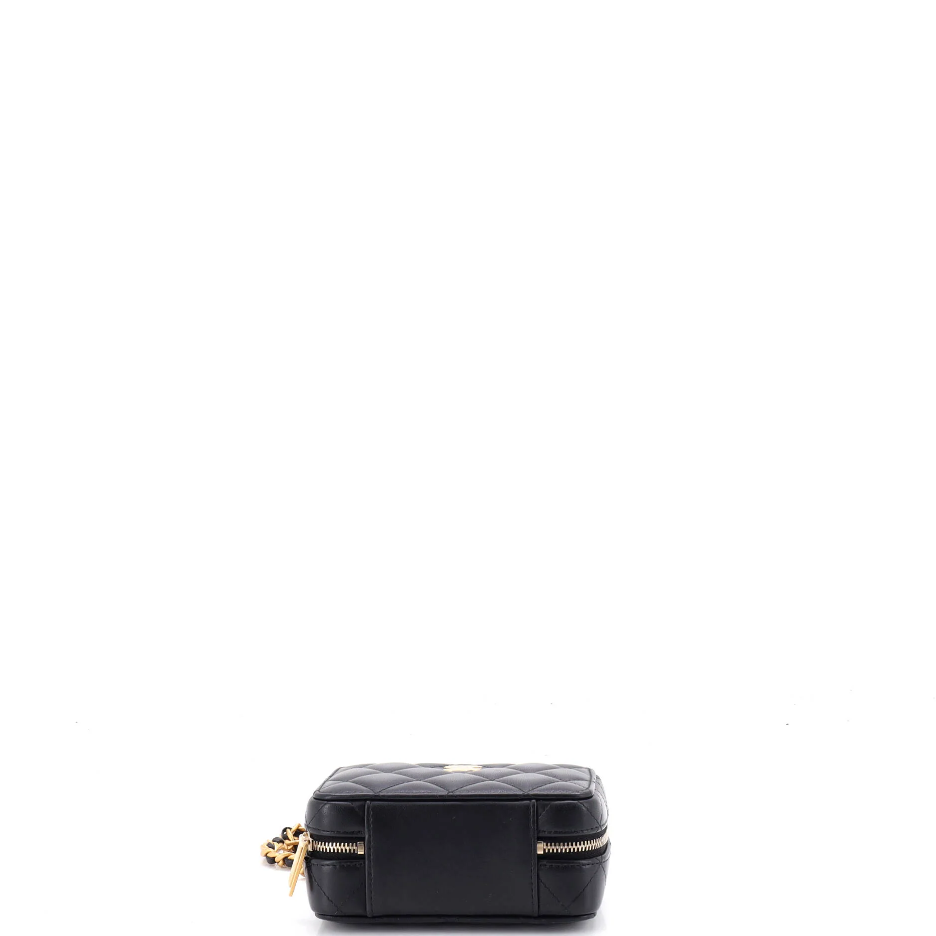 Woven Chain Top Handle Vanity Case Quilted Lambskin Mini - Image 4