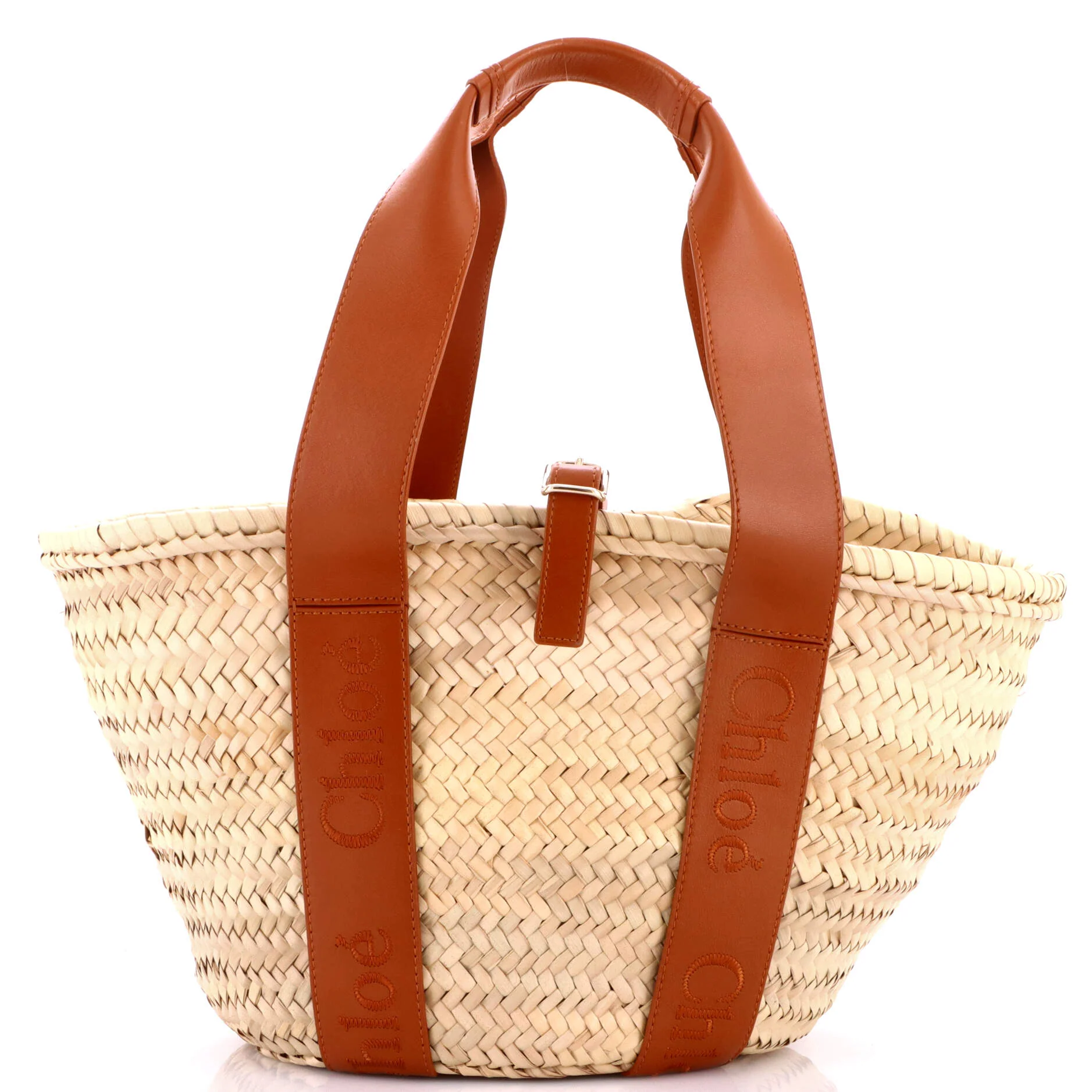 Sense Basket Tote Raffia with Leather Medium