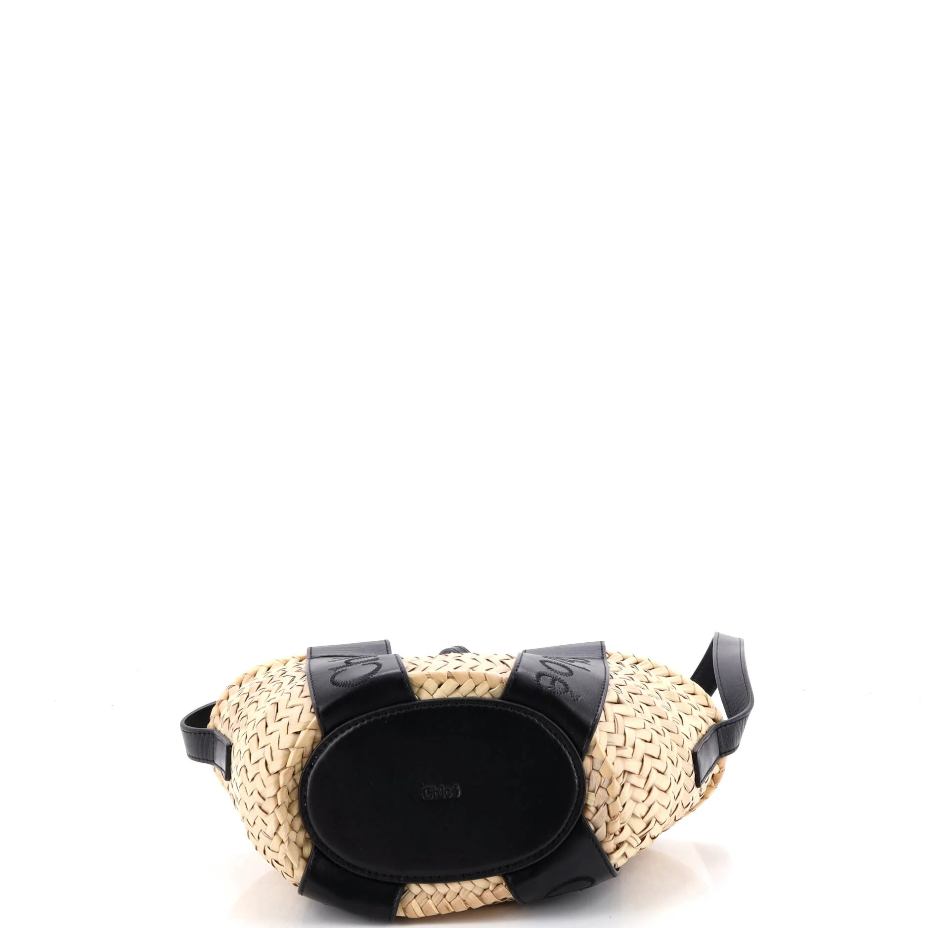 Sense Basket Tote Raffia with Leather Small - Image 4