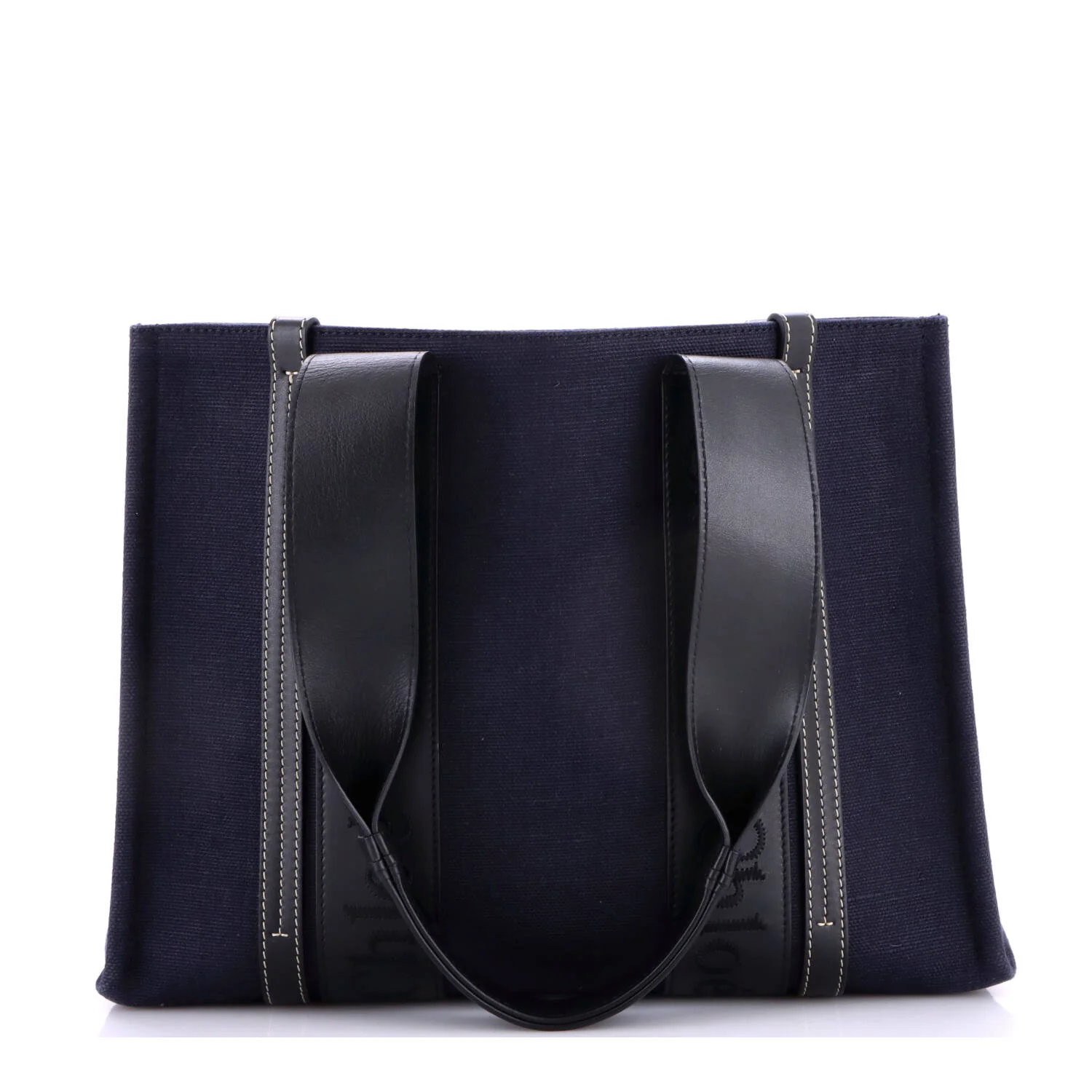 Woody Tote Canvas and Embroidered Leather Medium