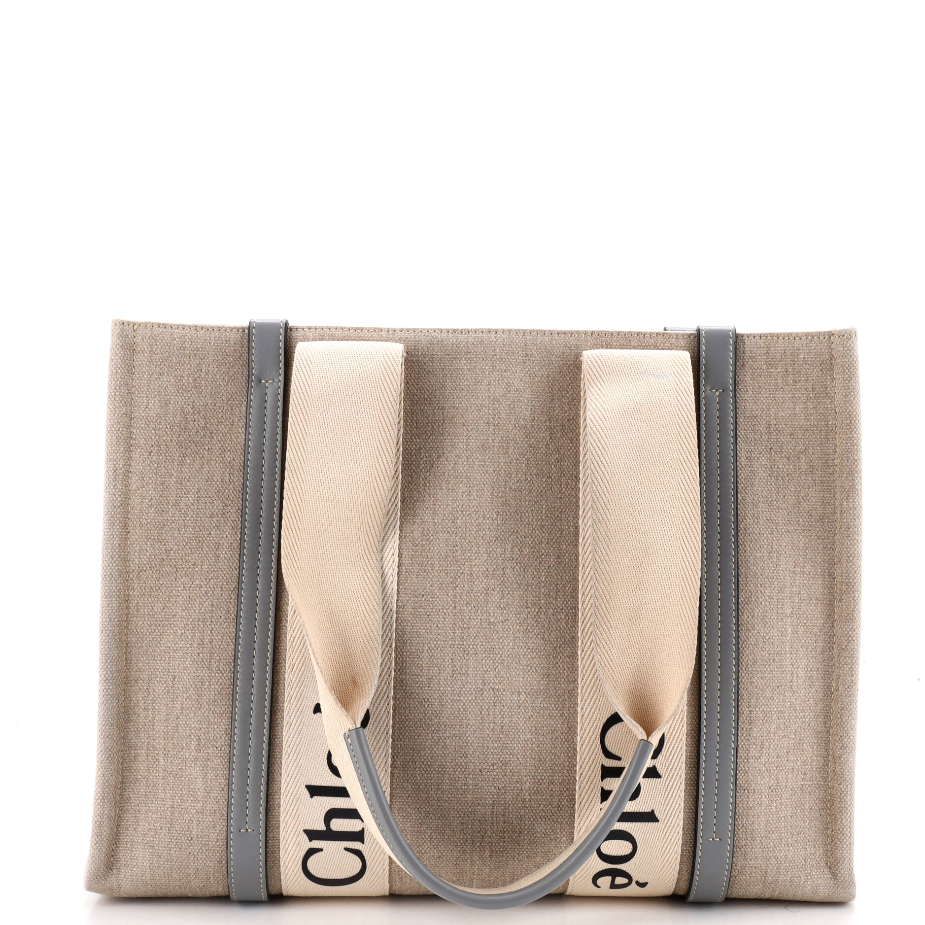 Woody Tote Canvas with Leather Medium