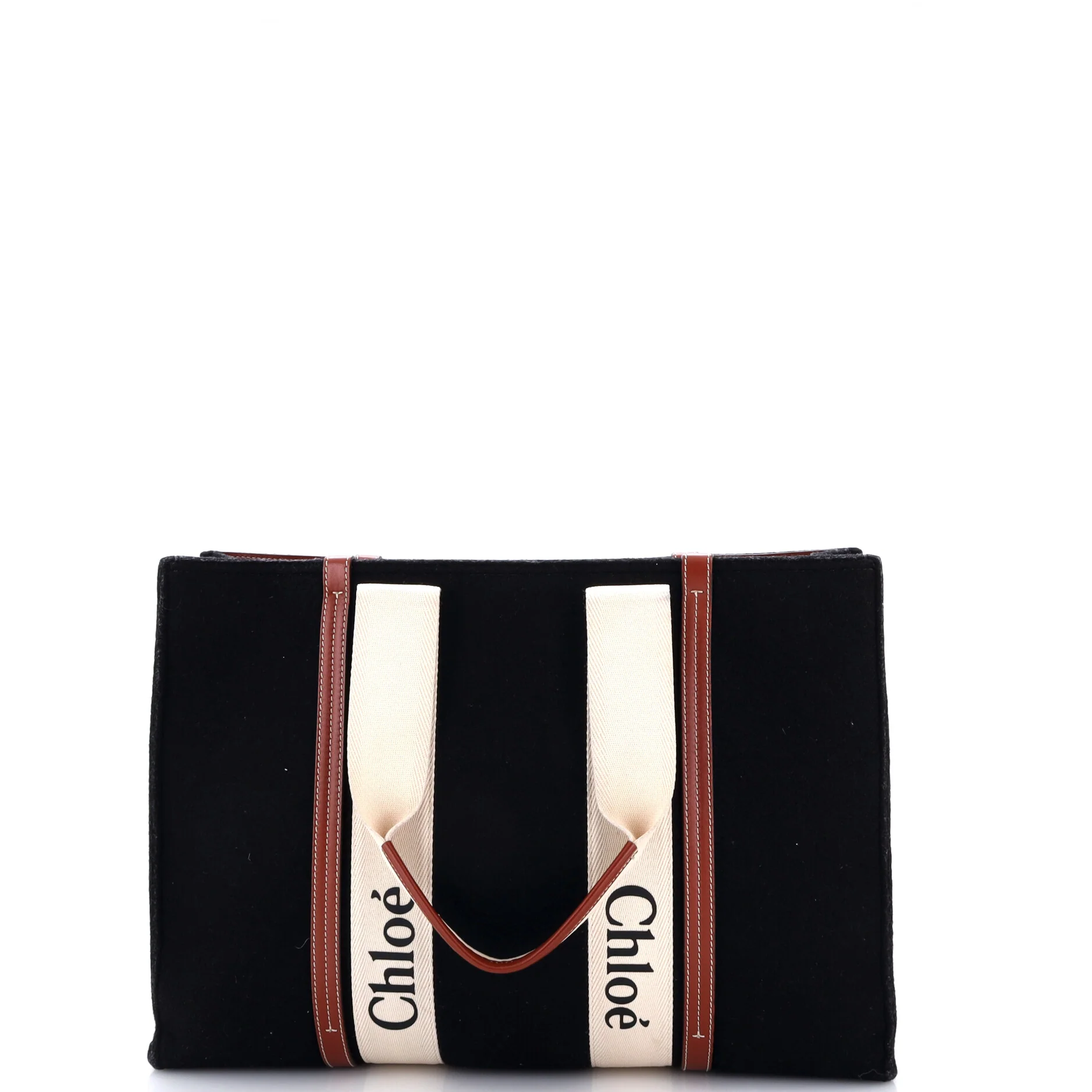 Woody Tote Recycled Felt with Leather and Canvas Large - Image 3