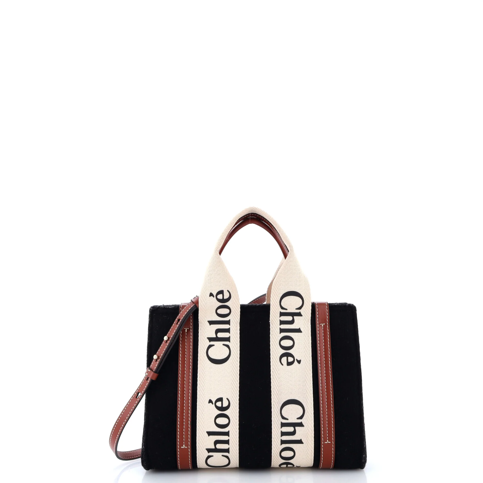 Woody Tote Recycled Felt with Leather and Canvas Small