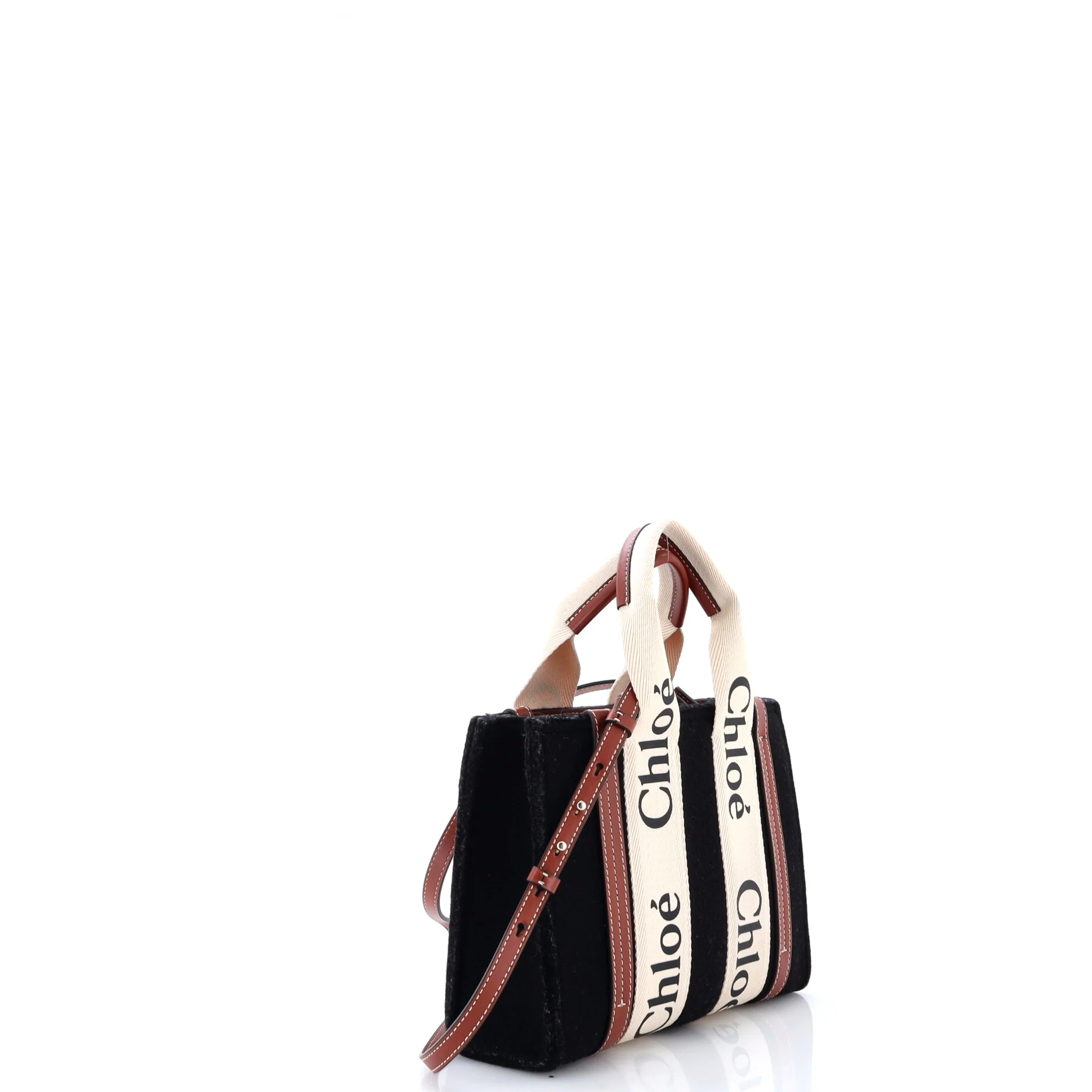 Woody Tote Recycled Felt with Leather and Canvas Small - Image 2