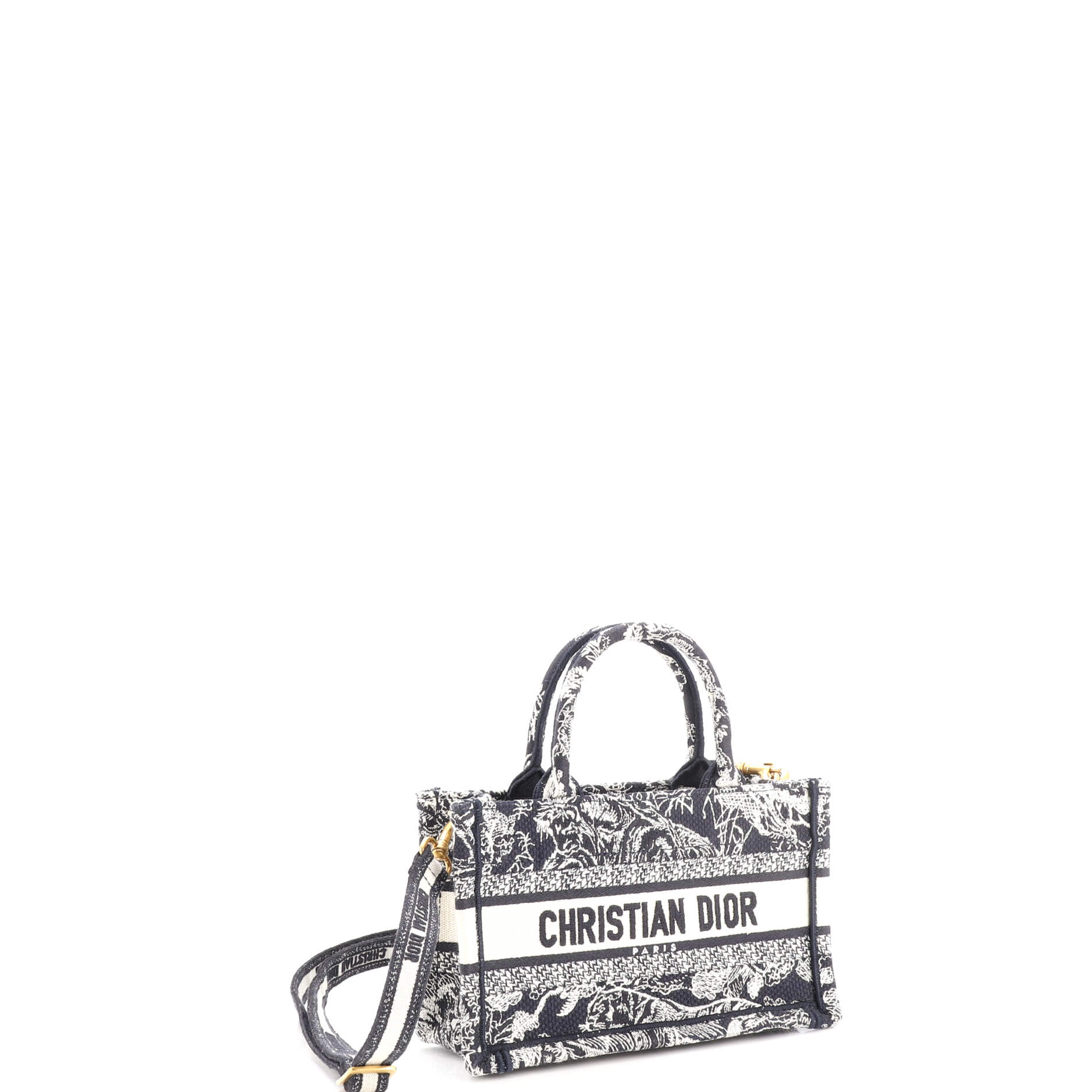 Book Tote with Strap Embroidered Canvas Mini - Image 2