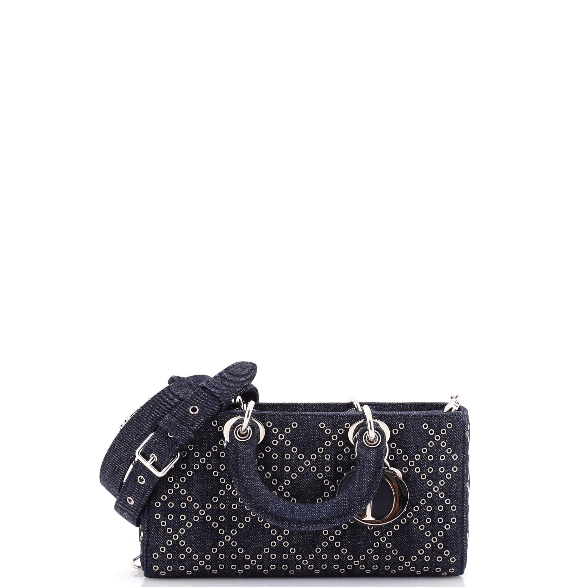 Lady D-Joy Bag Macrocannage Quilt Denim Medium - Image 2