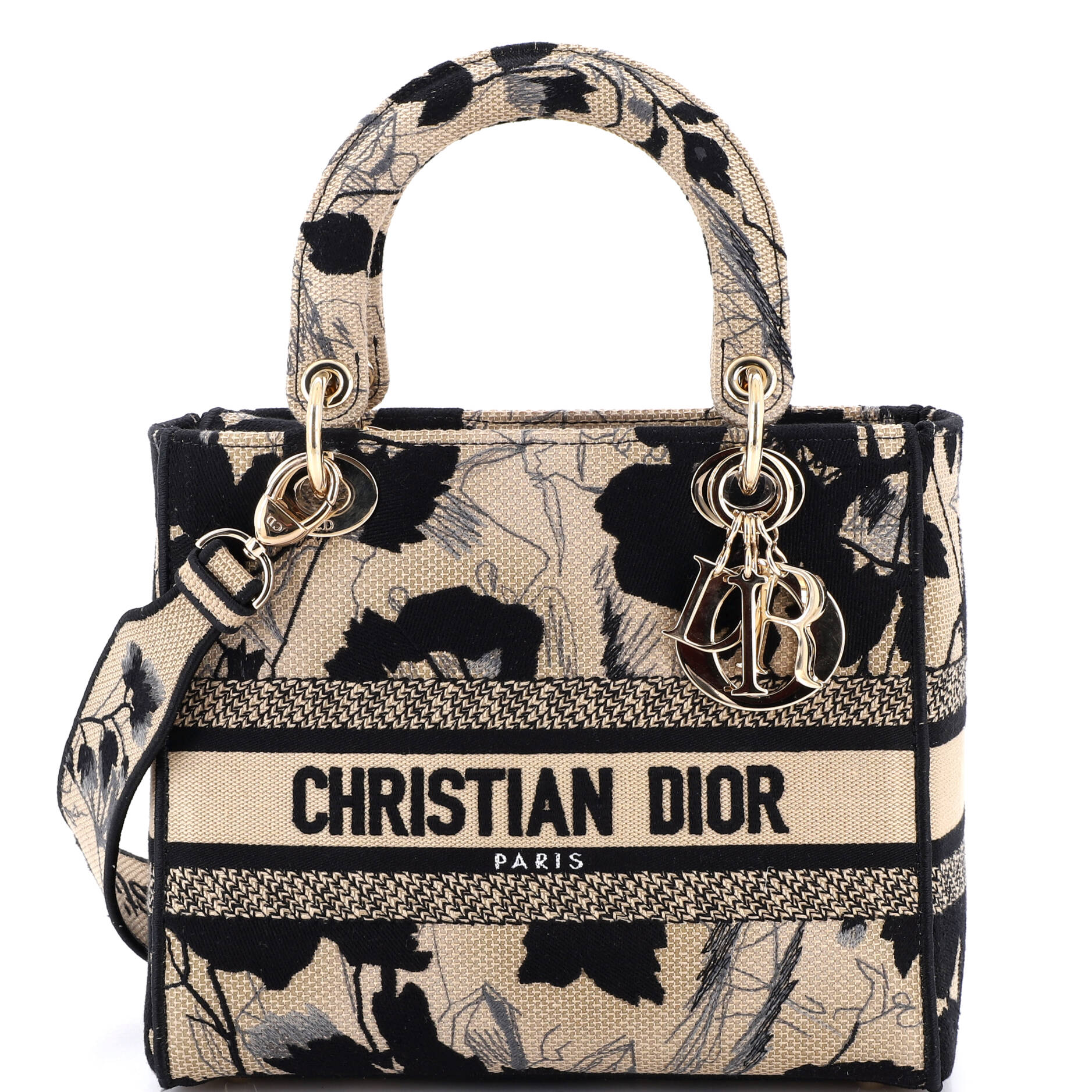 Lady D-Lite Bag Embroidered Canvas Medium