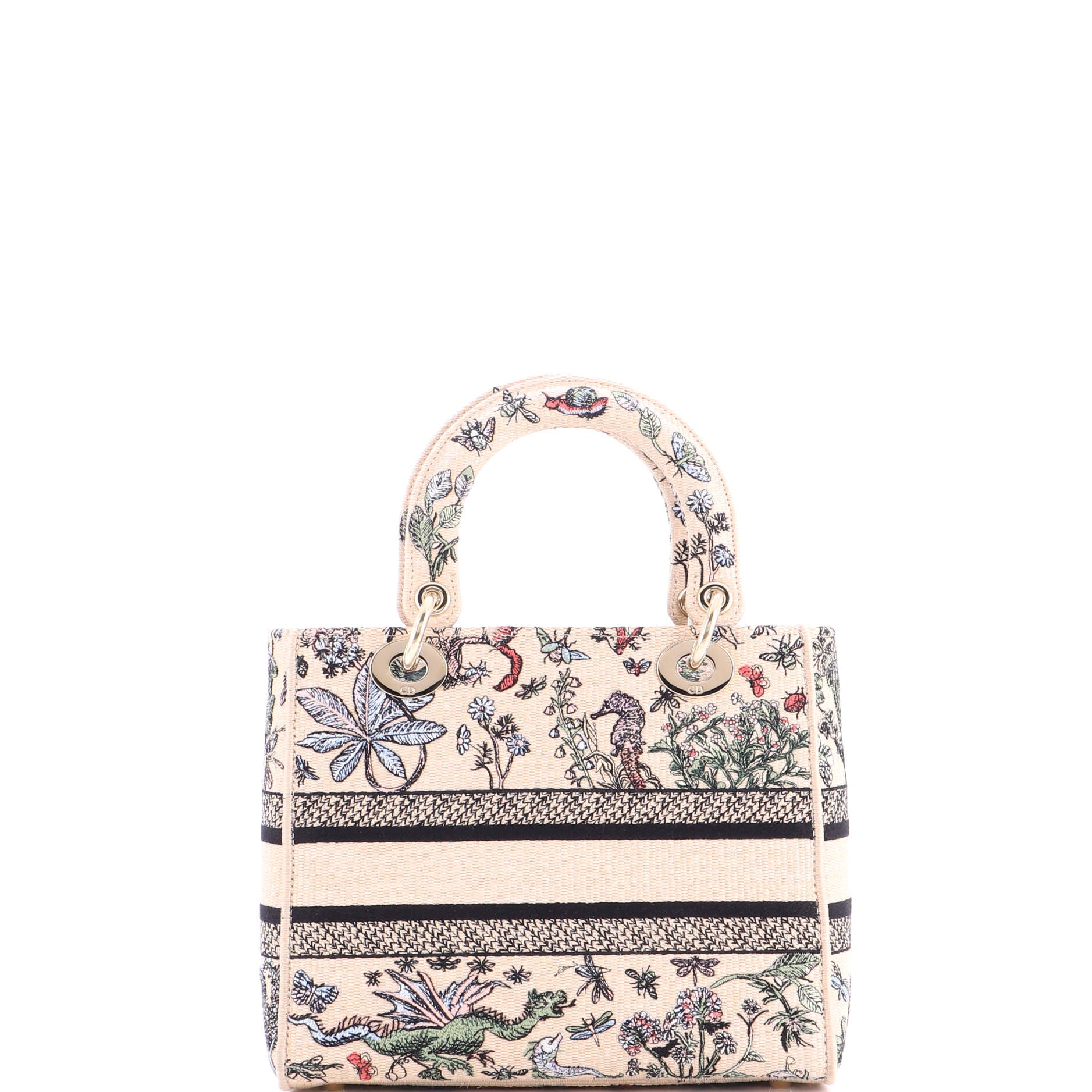 Lady D-Lite Bag Embroidered Raffia Medium - Image 3