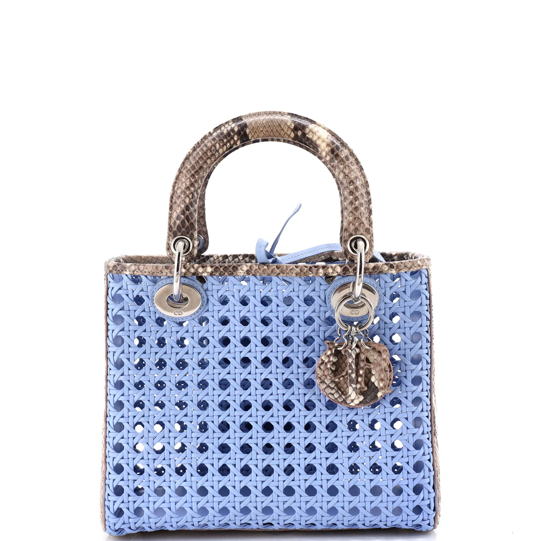Lady Dior Bag Cannage Woven Leather with Python Medium