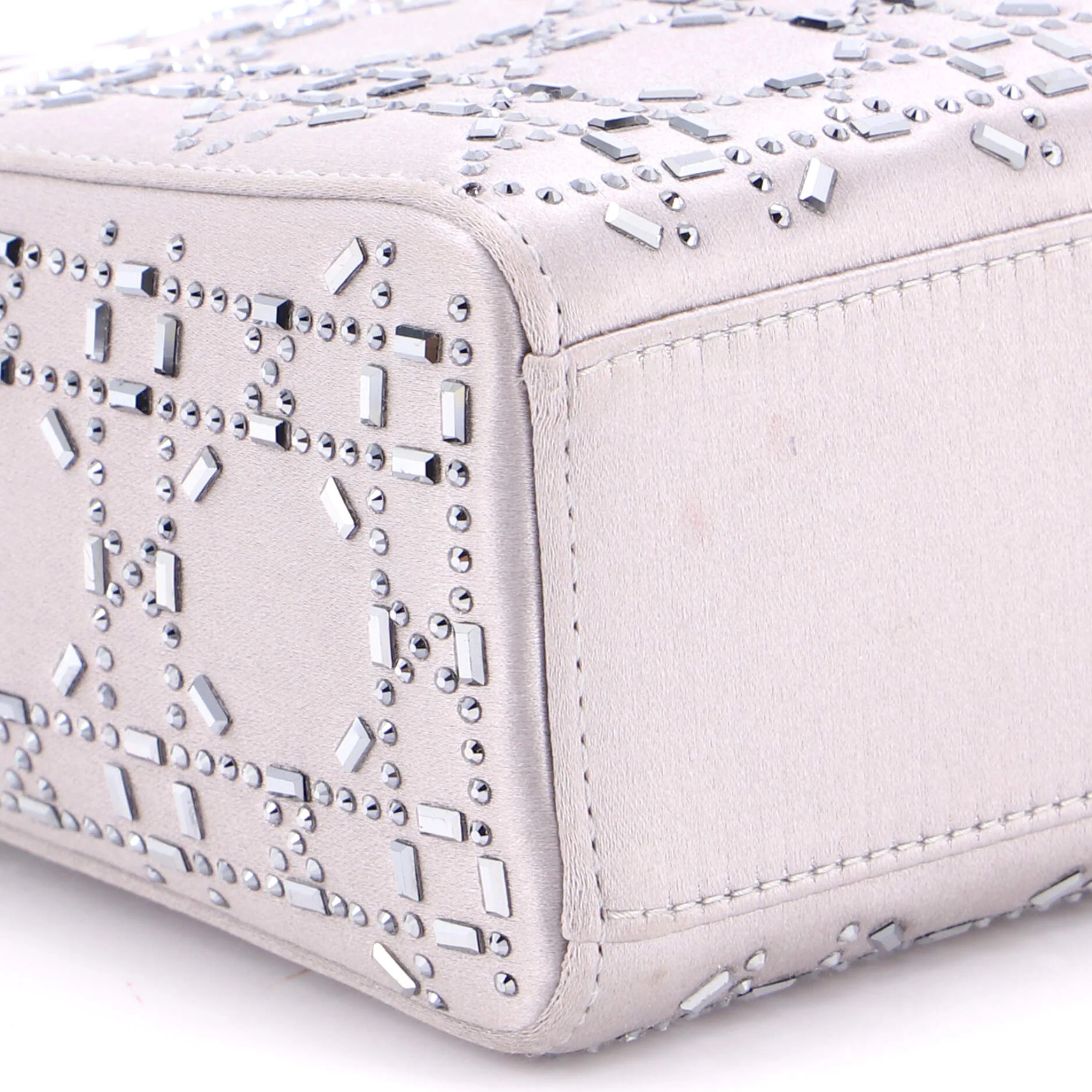 Lady Dior Bag Crystal Embellished Cannage Quilt Satin Mini - Image 6