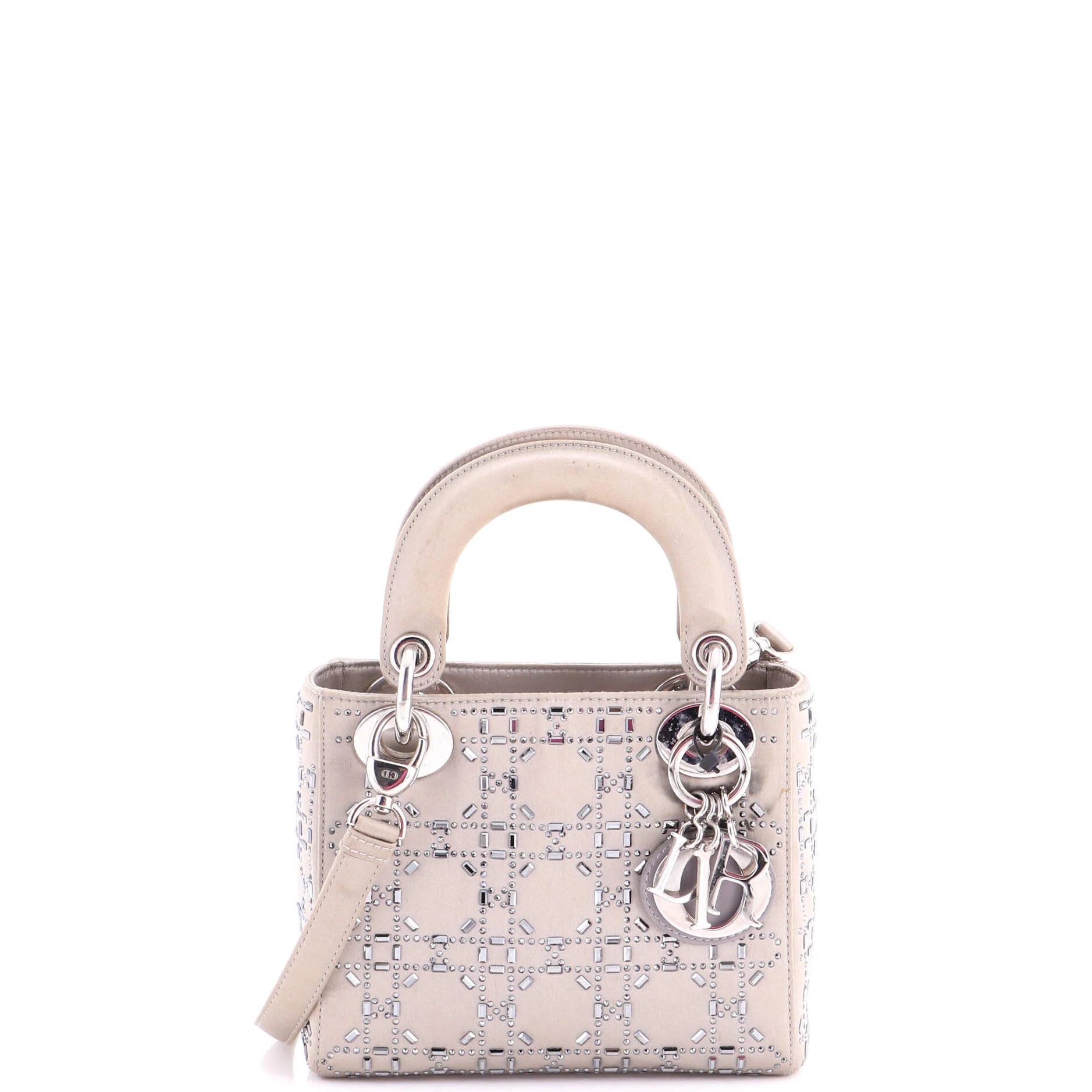 Lady Dior Bag Crystal Embellished Cannage Quilt Satin Mini