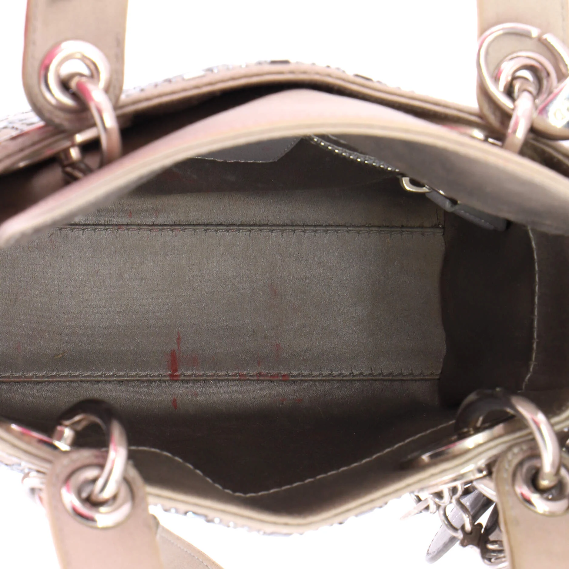 Lady Dior Bag Crystal Embellished Cannage Quilt Satin Mini - Image 5