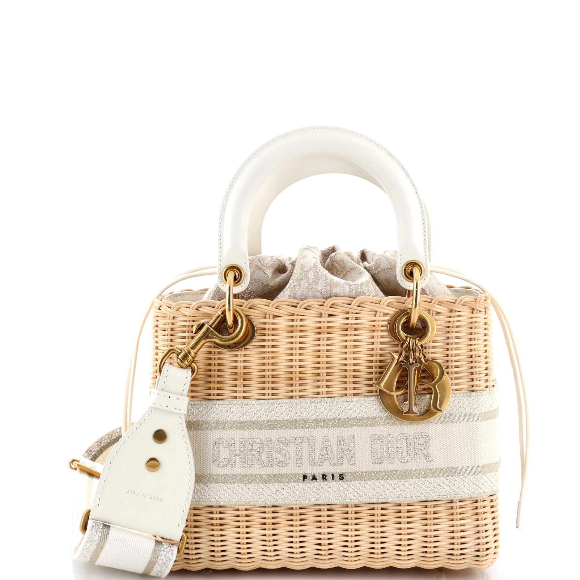 Lady Dior Bag Wicker and Oblique Canvas Medium