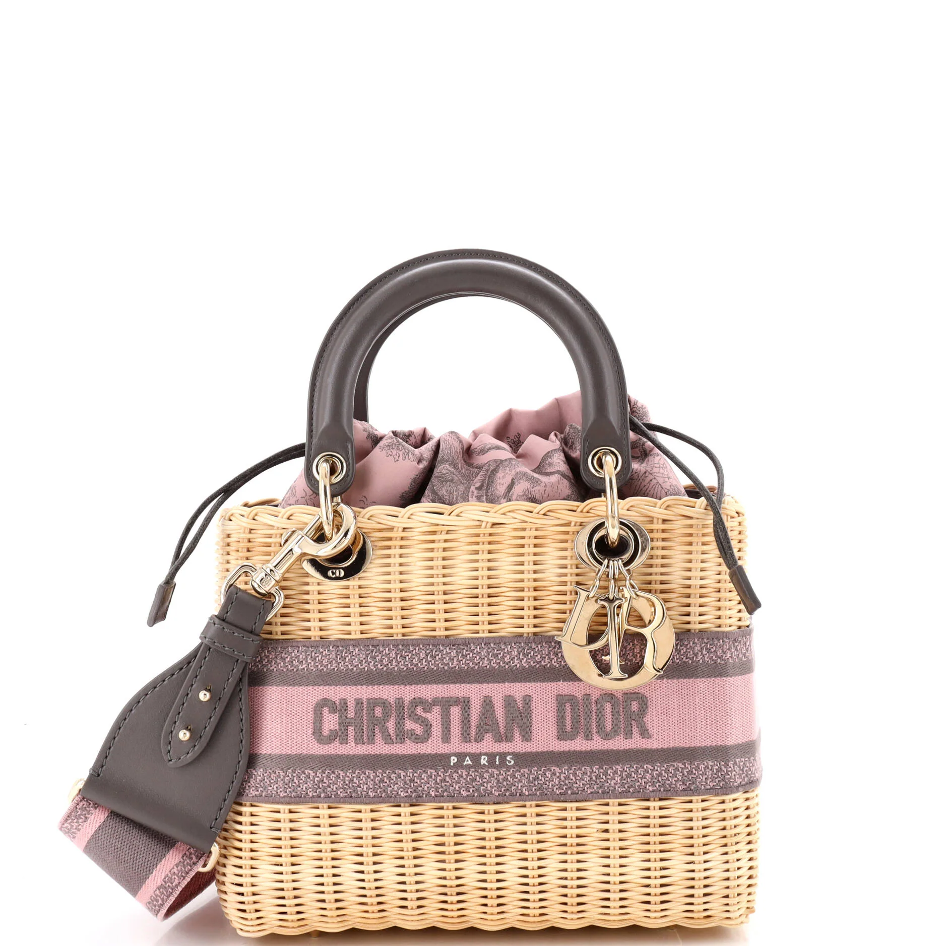 Lady Dior Bag Wicker and Oblique Canvas Medium