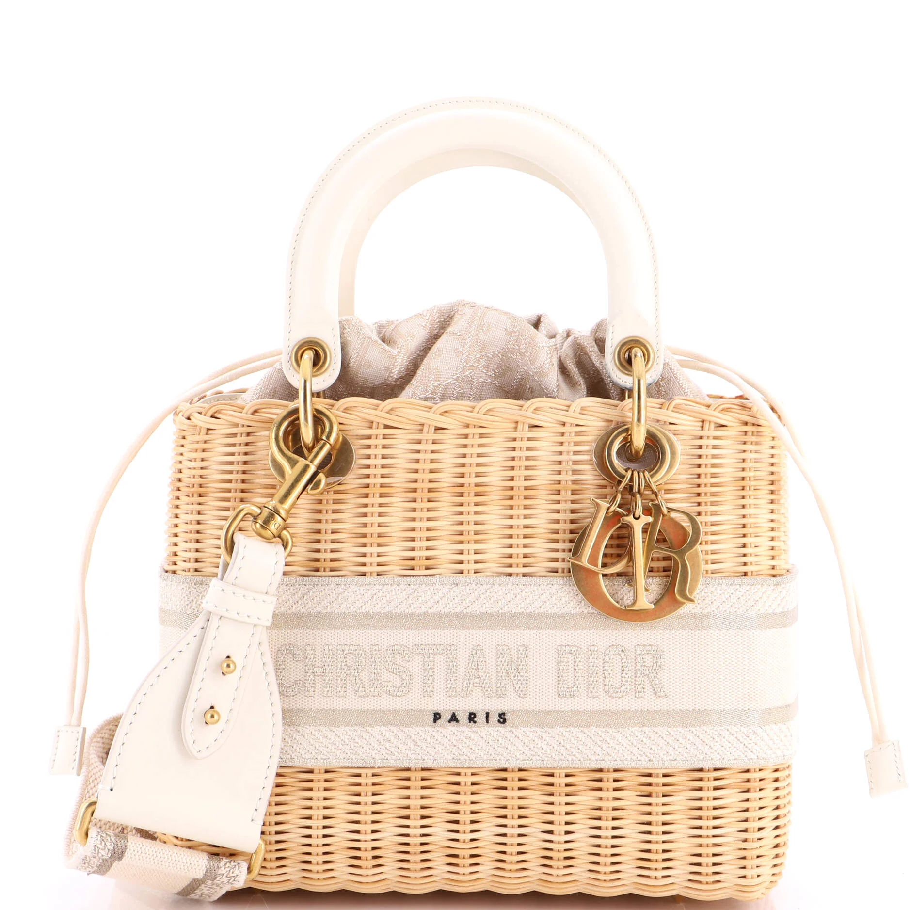 Lady Dior Bag Wicker and Oblique Canvas Medium