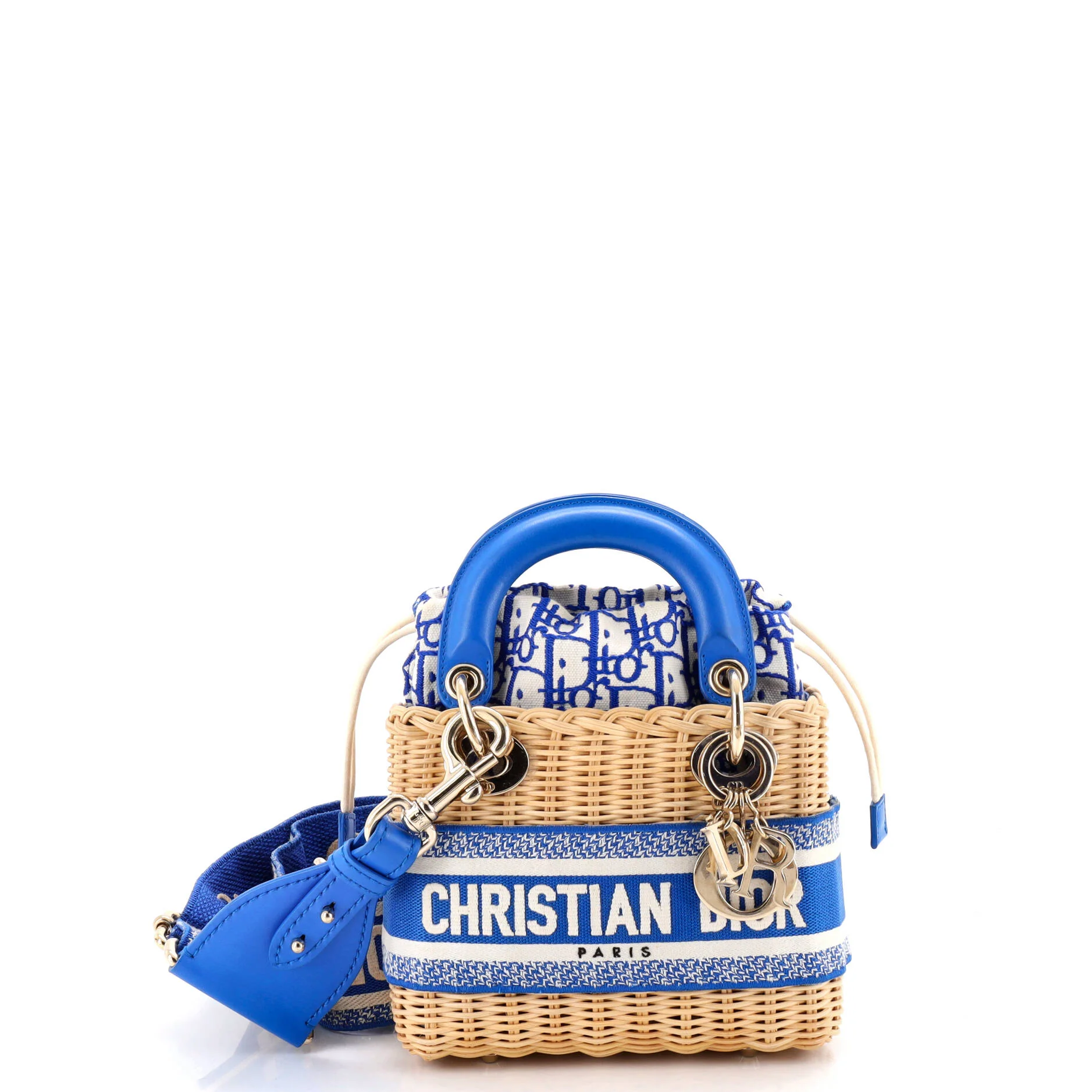 Lady Dior Bag Wicker and Oblique Canvas Mini