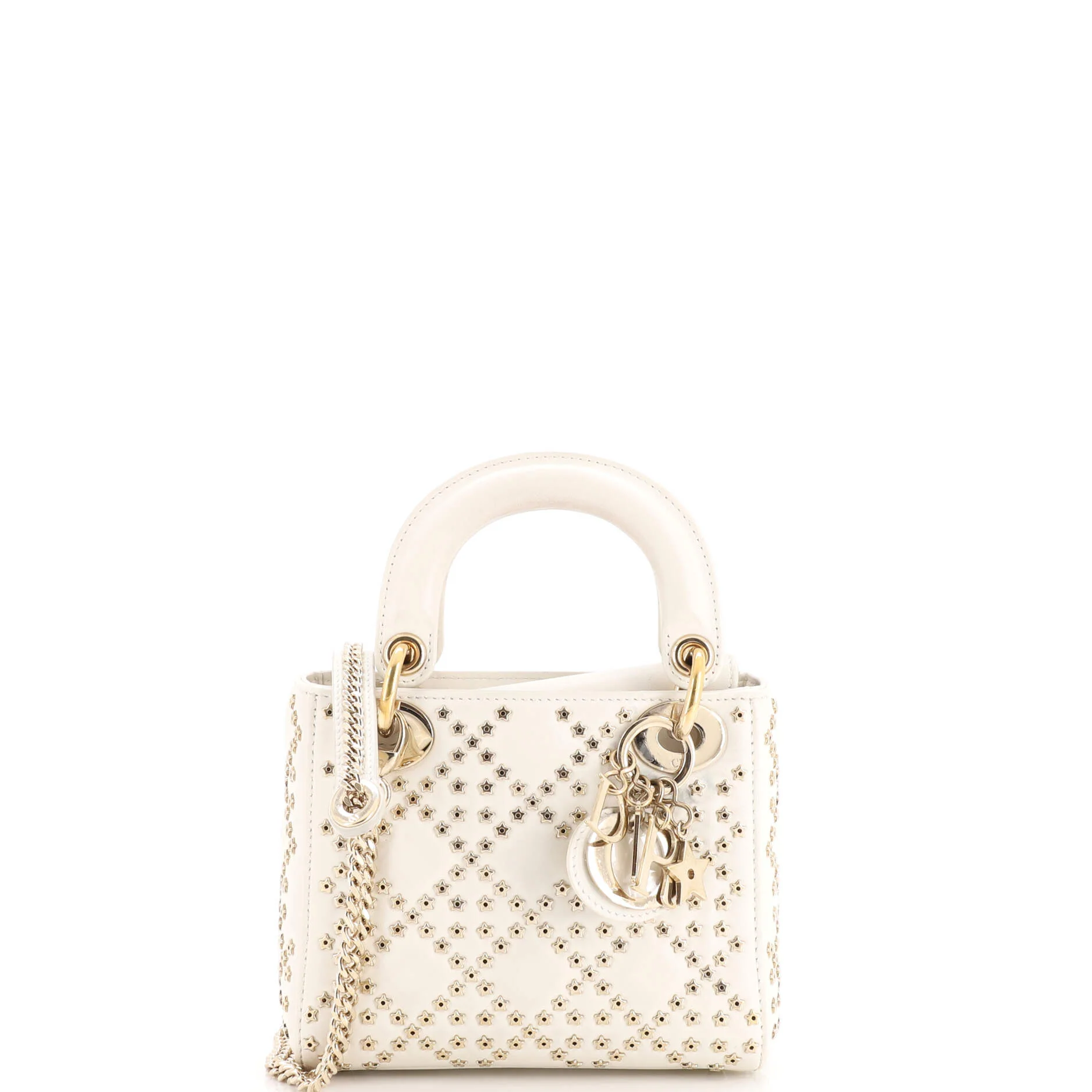 Lady Dior Chain Bag Cannage Lucky Star Studded Lambskin Mini