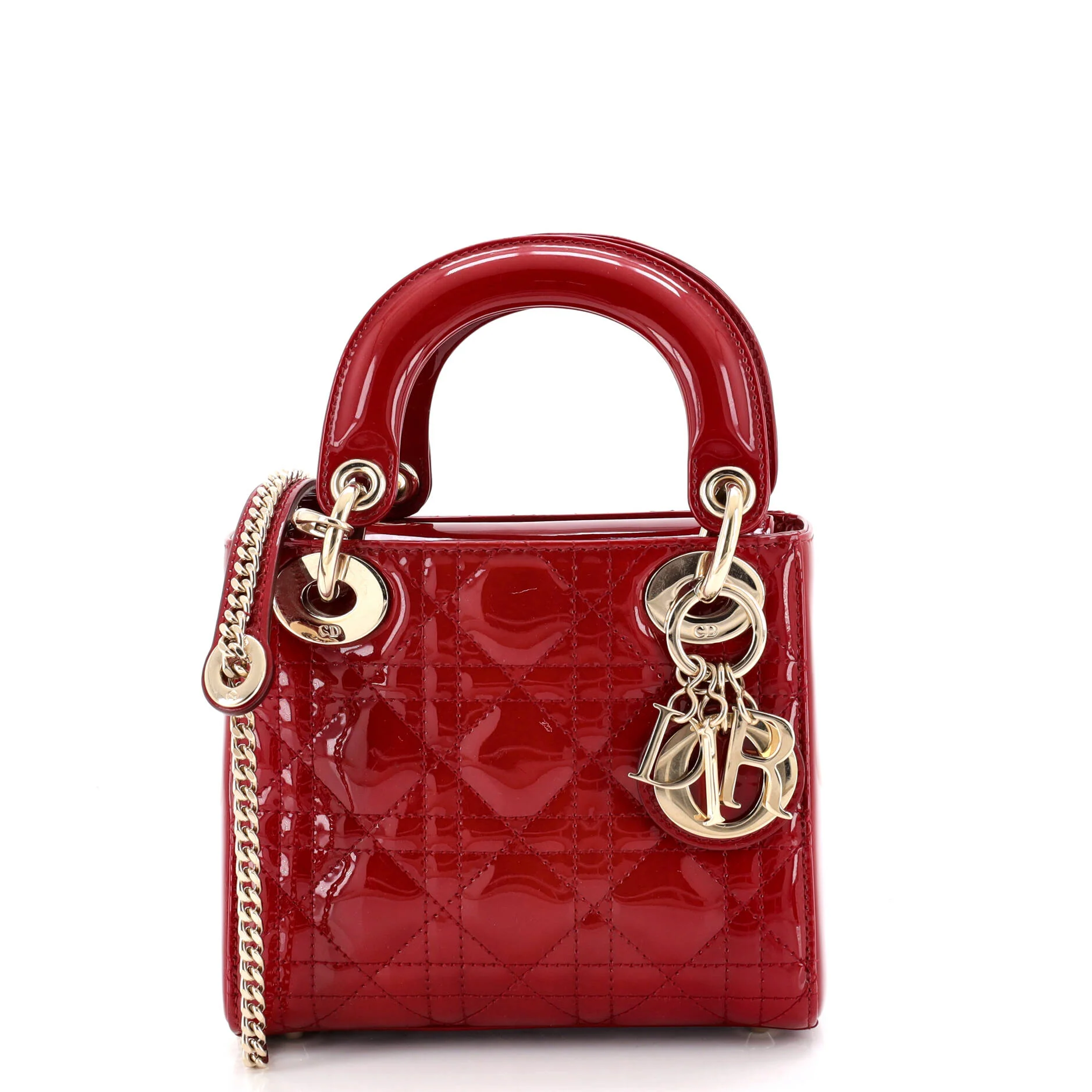 Lady Dior Chain Bag Cannage Quilt Patent Mini