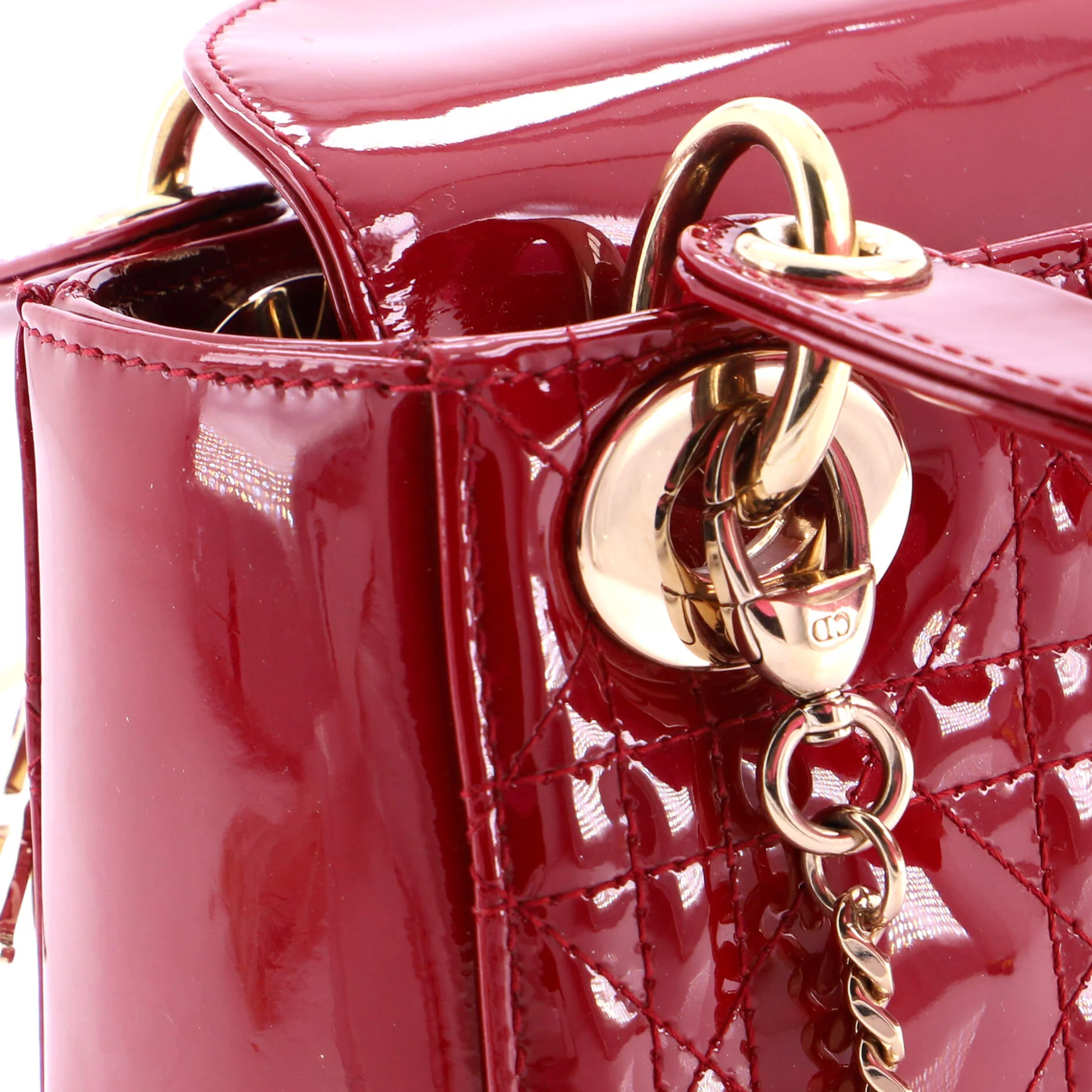 Lady Dior Chain Bag Cannage Quilt Patent Mini - Image 6