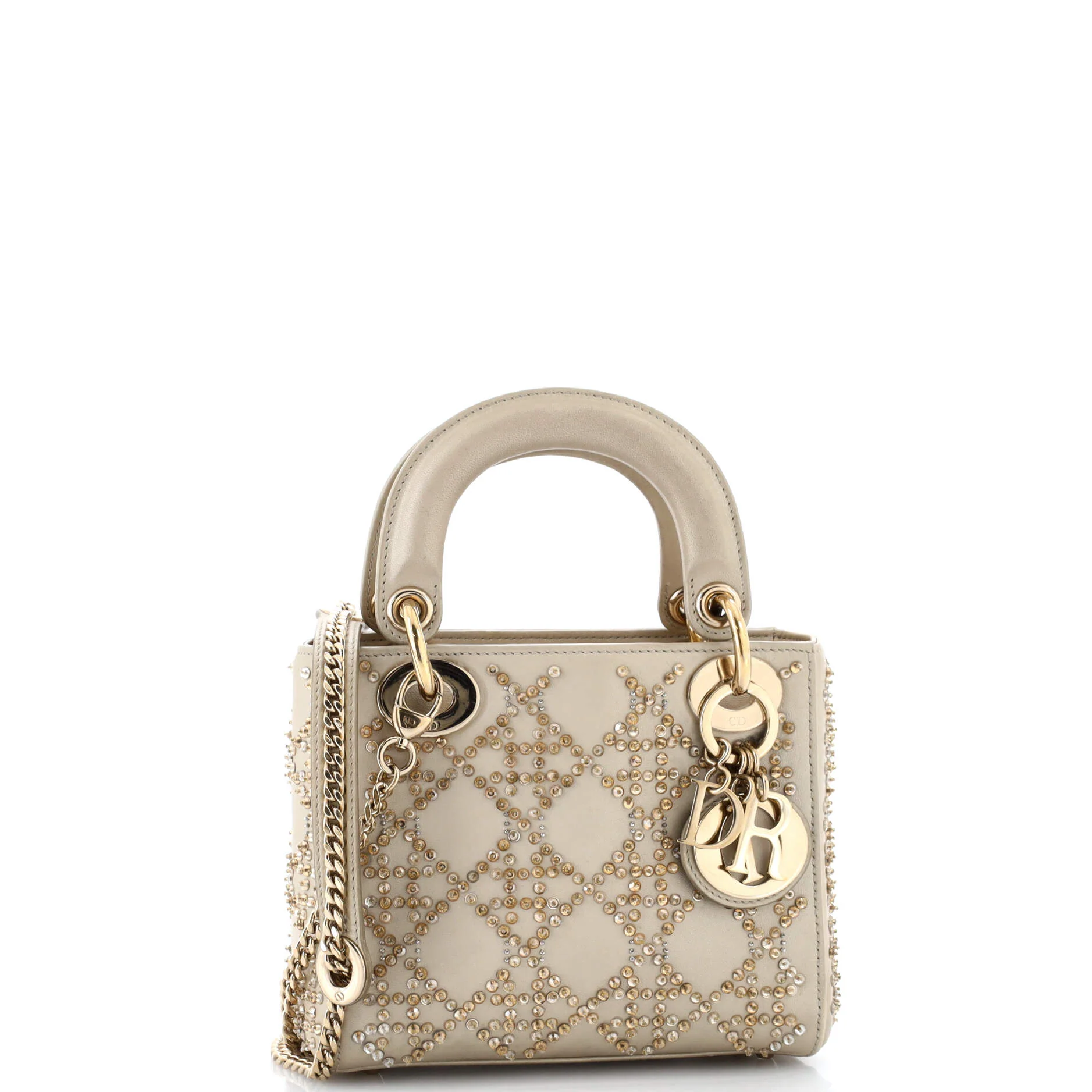 Lady Dior Chain Bag Crystal Embellished Cannage Quilt Leather Mini - Image 2