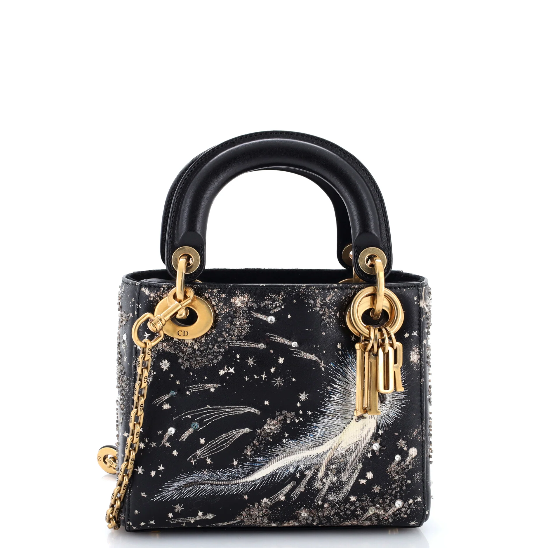 Lady Dior Chain Bag Embroidered Calfskin Mini