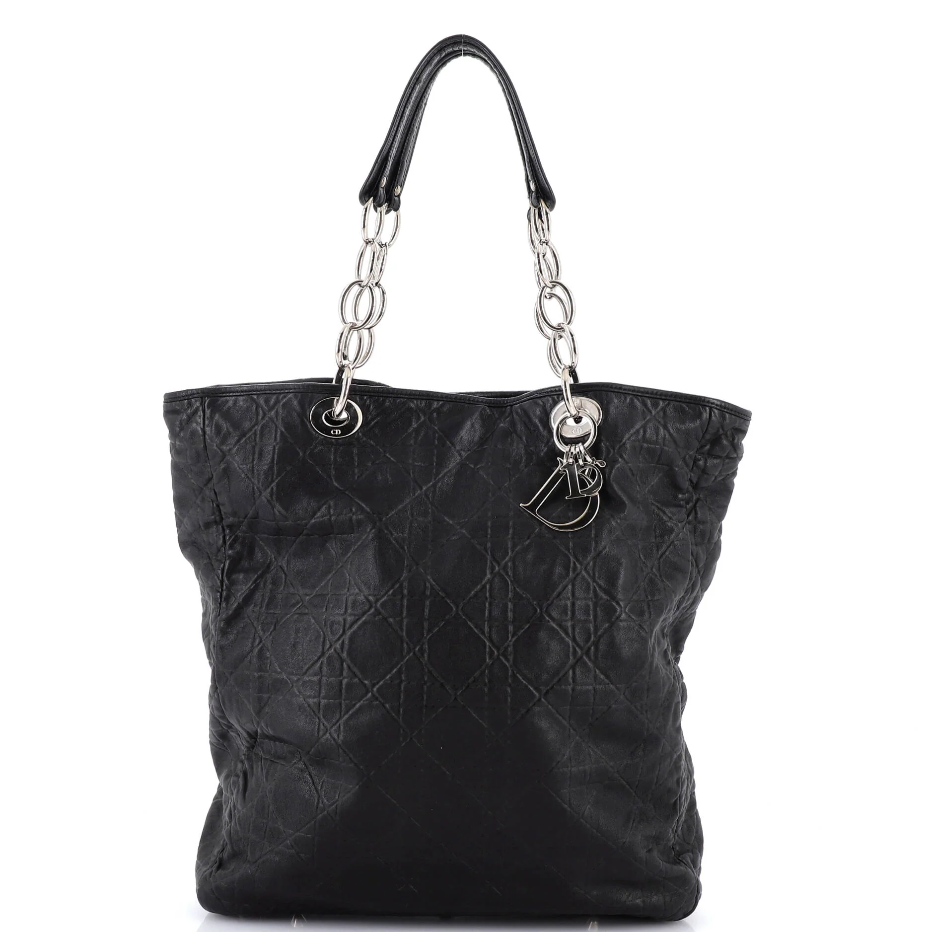 North South Soft Chain Tote Cannage Stitch Leather Medium
