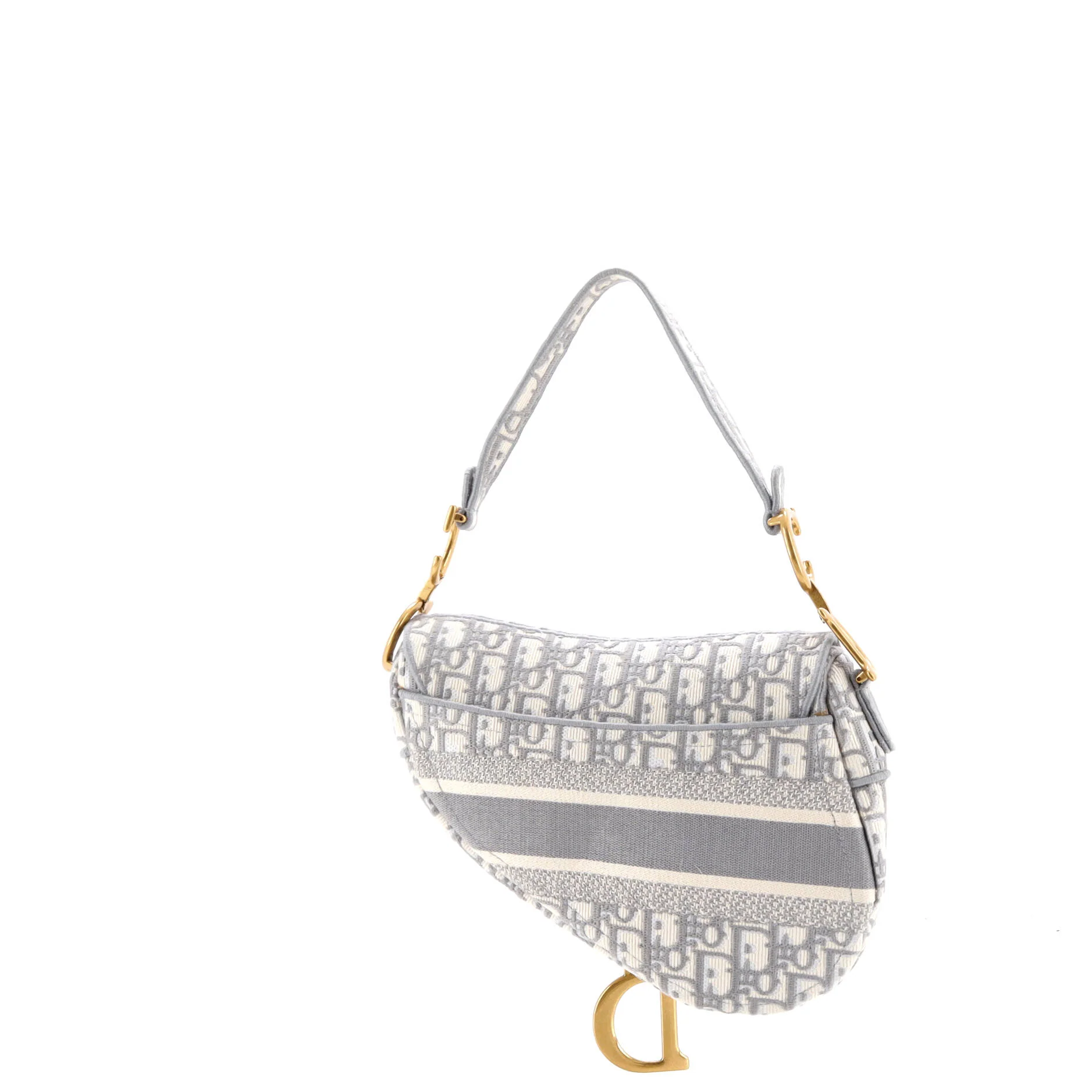 Saddle Handbag Logo Embroidered Oblique Canvas Medium - Image 3