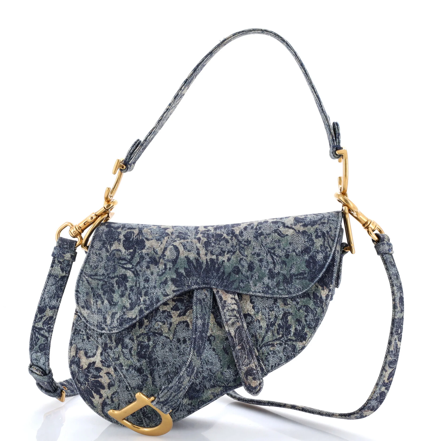 Saddle Handbag Printed Denim Medium