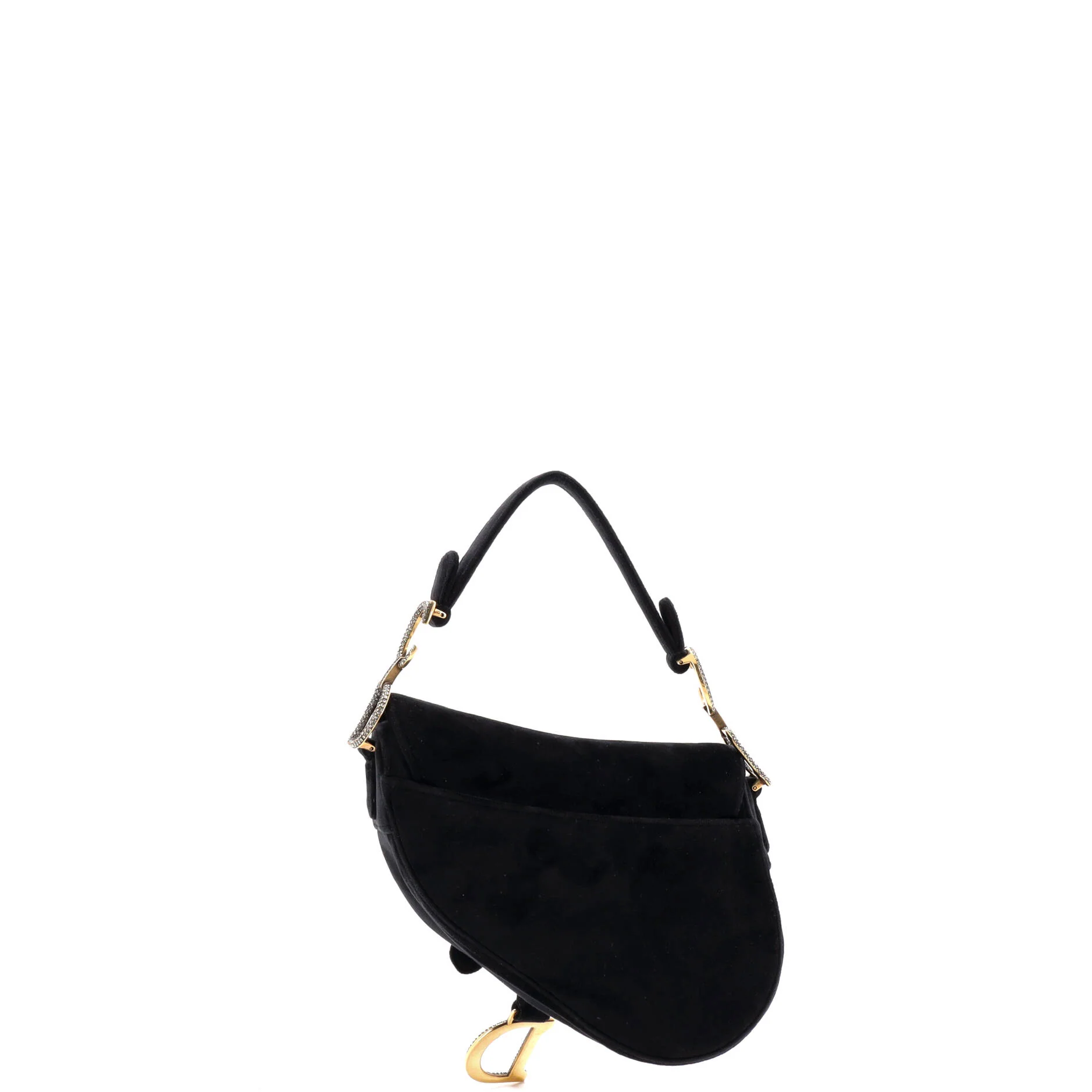 Saddle Handbag Velvet with Crystals Mini - Image 3
