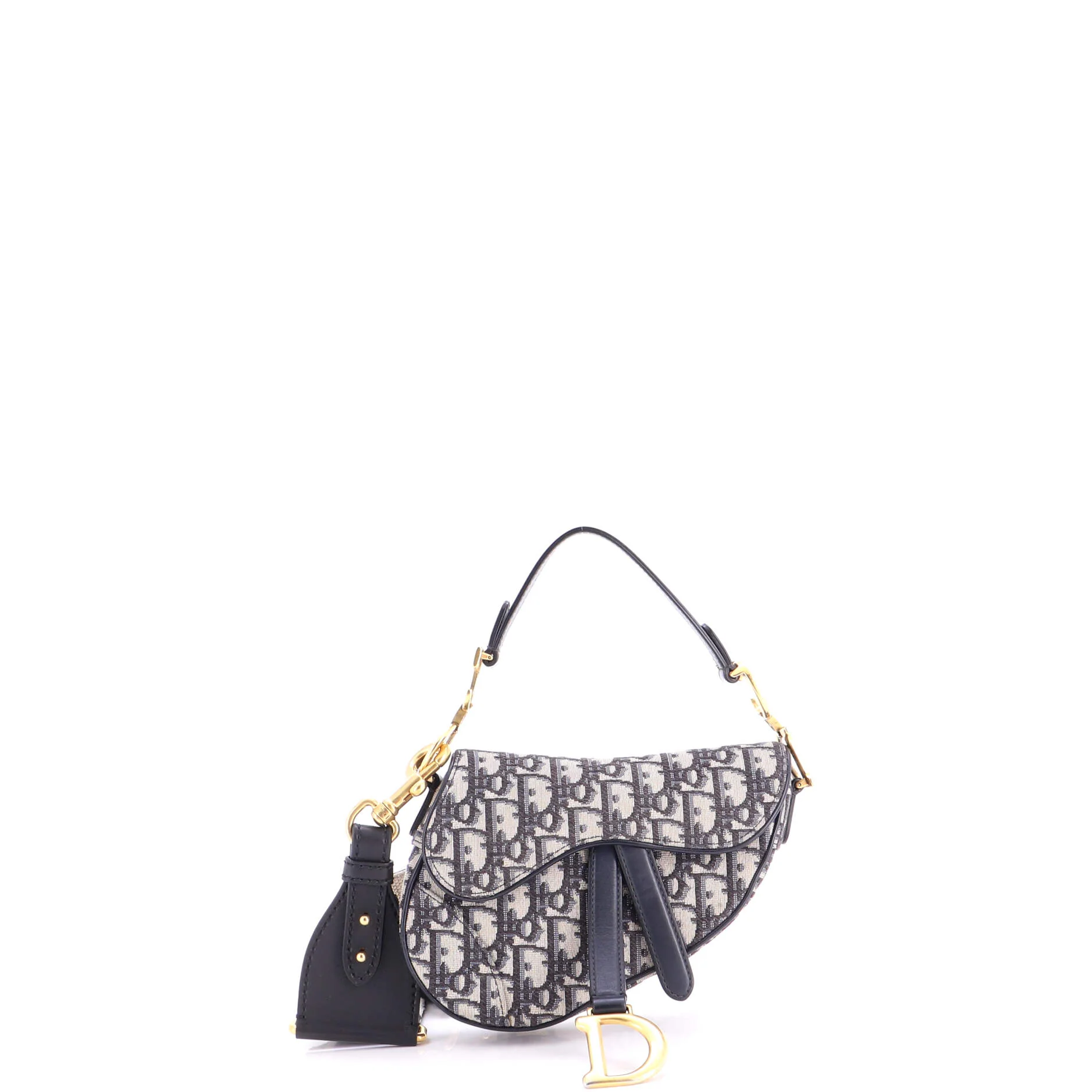 Saddle Handbag with Strap Oblique Canvas Mini