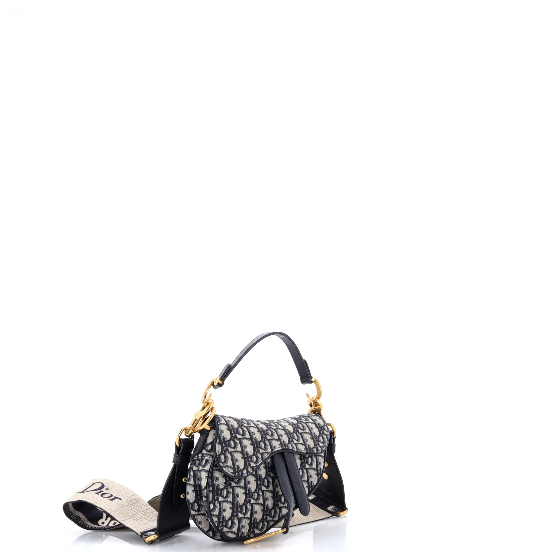 Saddle Handbag with Strap Oblique Canvas Mini - Image 2