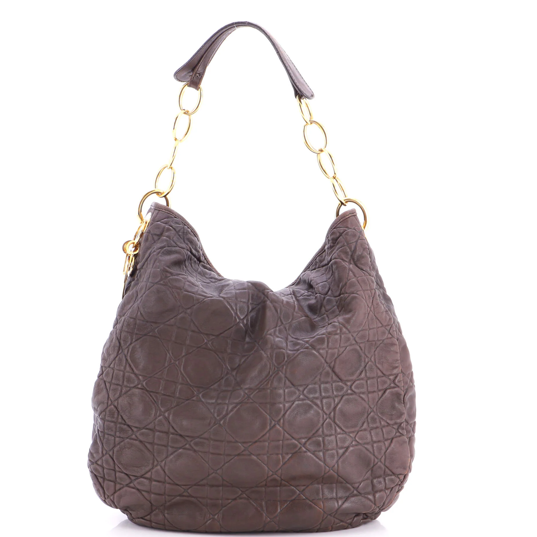 Soft Lady Chain Hobo Cannage Quilt Leather Medium