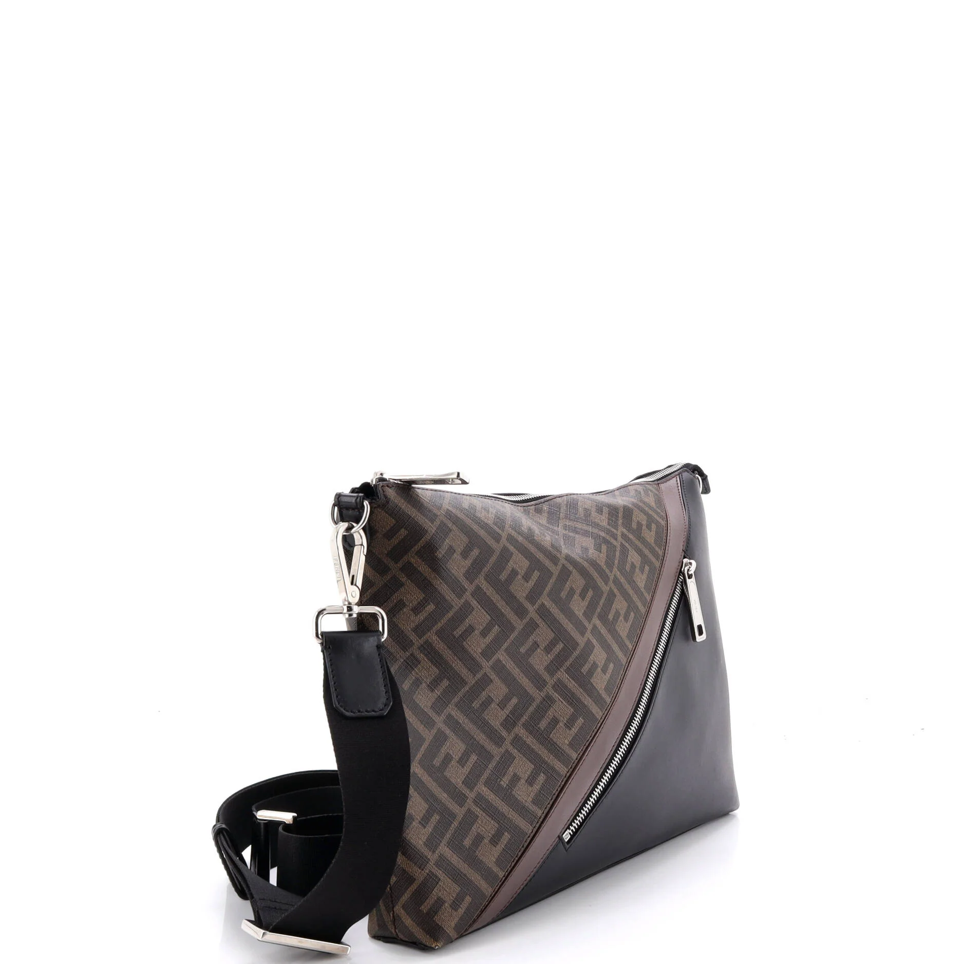 Front Zip Messenger Zucca Coated Canvas and Leather Large - Image 2