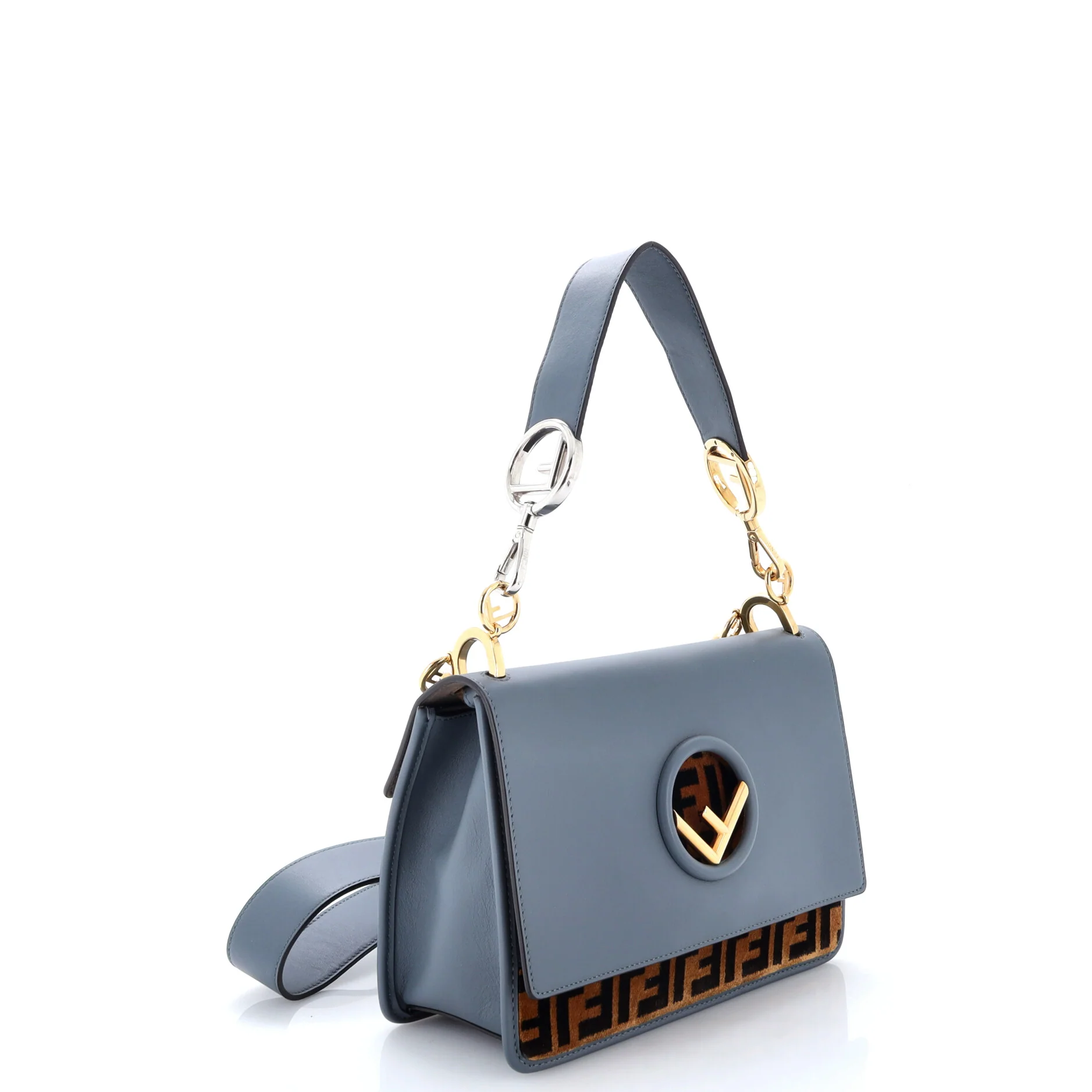 Kan I F Shoulder Bag Leather and Zucca Velvet Medium - Image 2