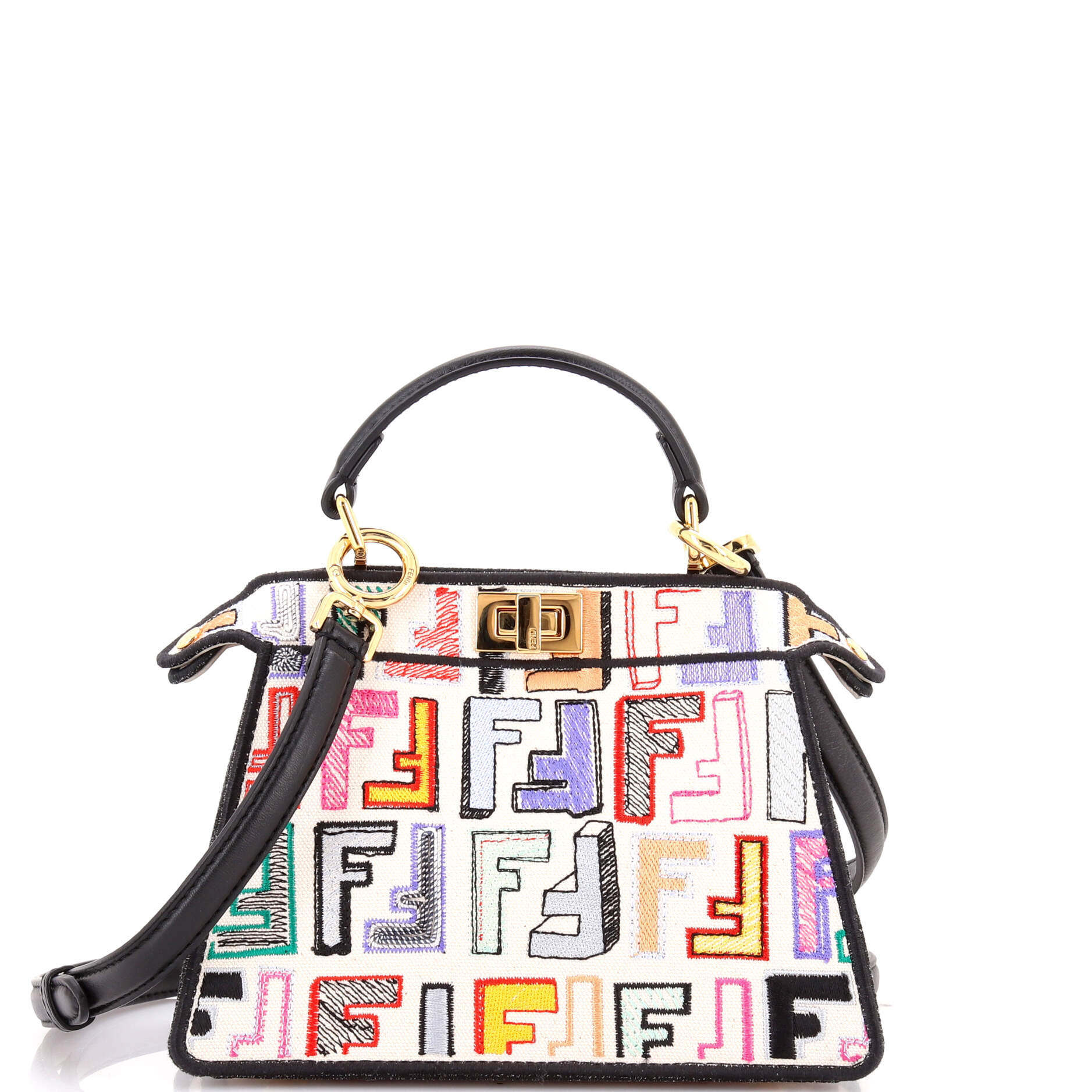 Peekaboo ISeeU Bag Embroidered Zucca Canvas Petite