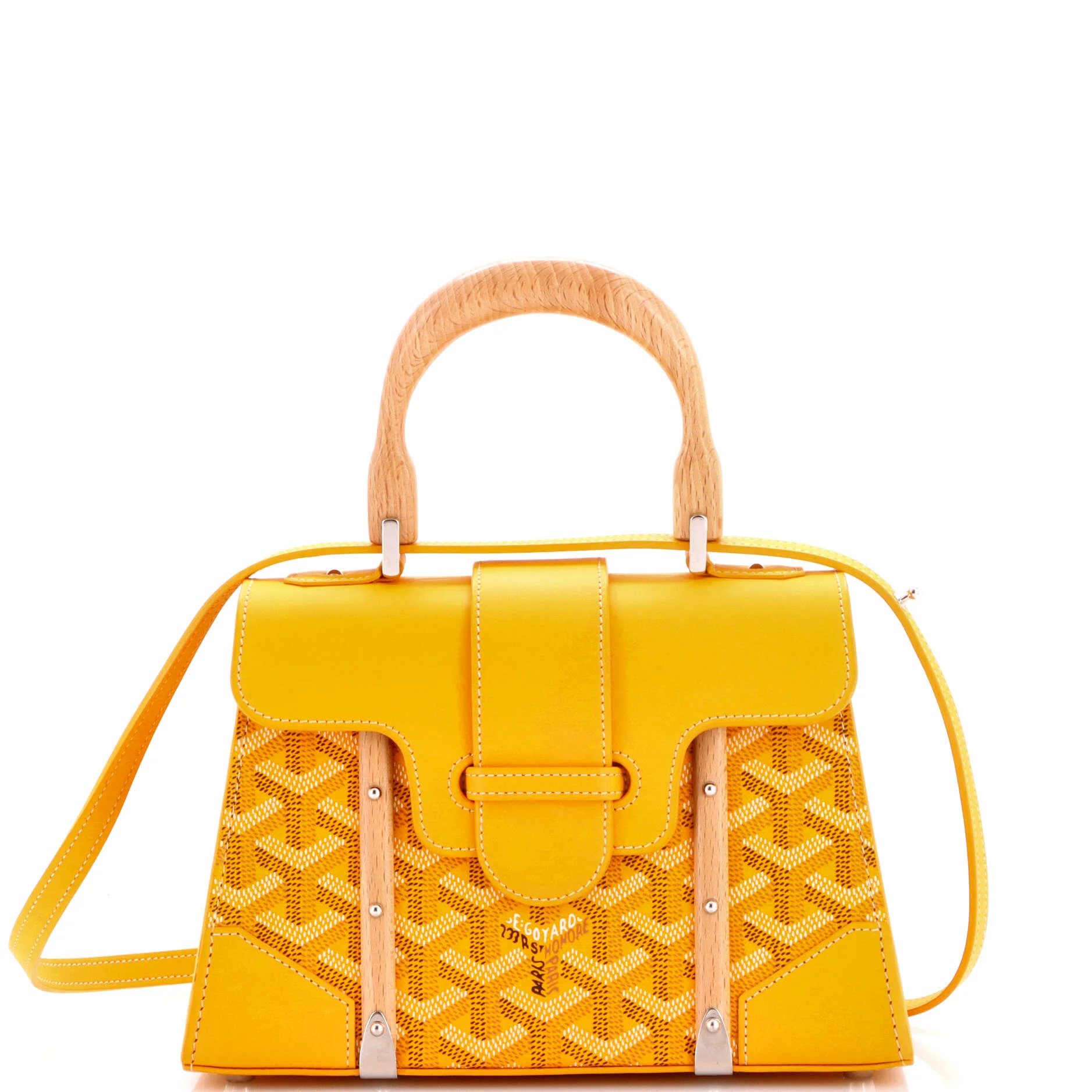 Structured Saigon Top Handle Bag Coated Canvas with Leather Mini
