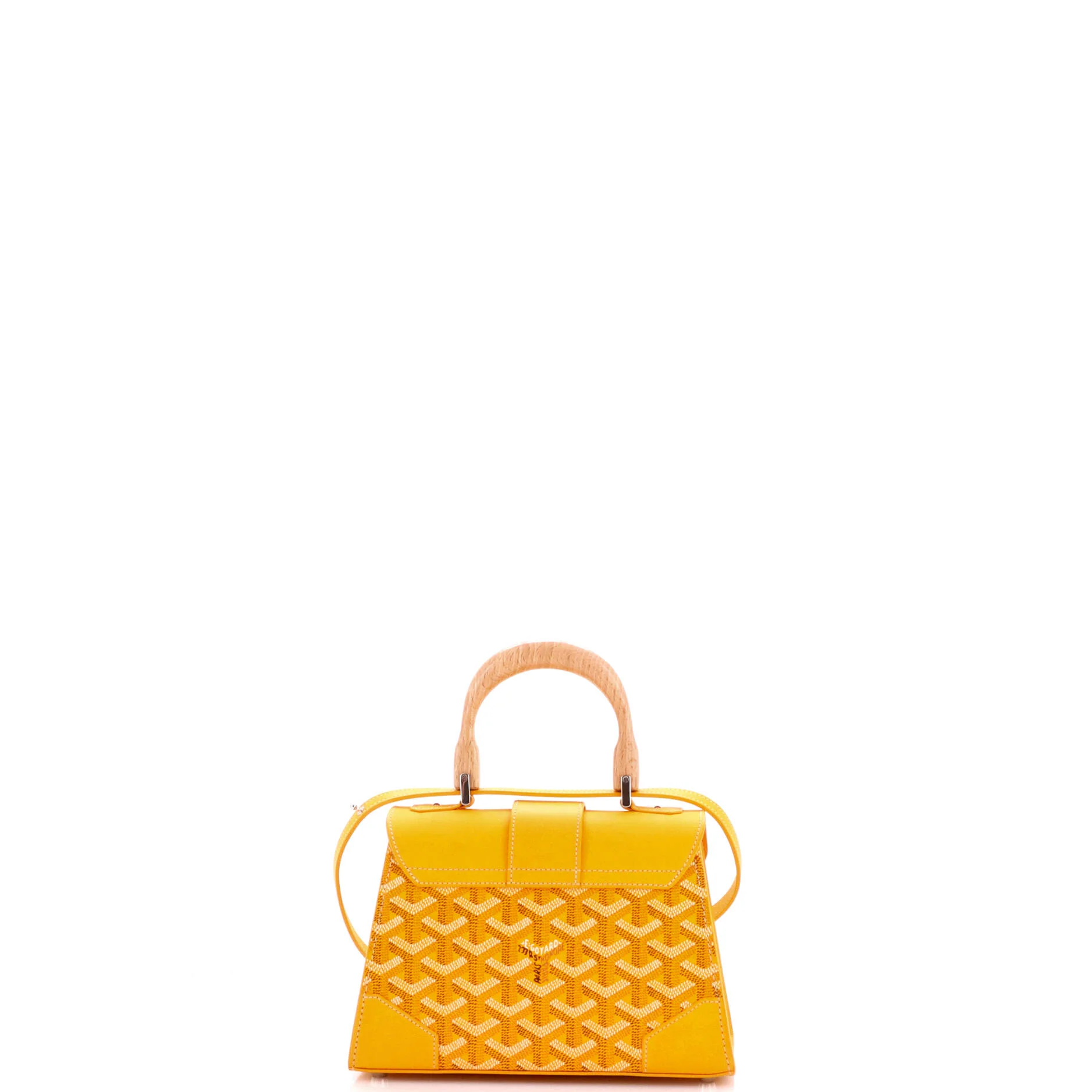 Structured Saigon Top Handle Bag Coated Canvas with Leather Mini - Image 3