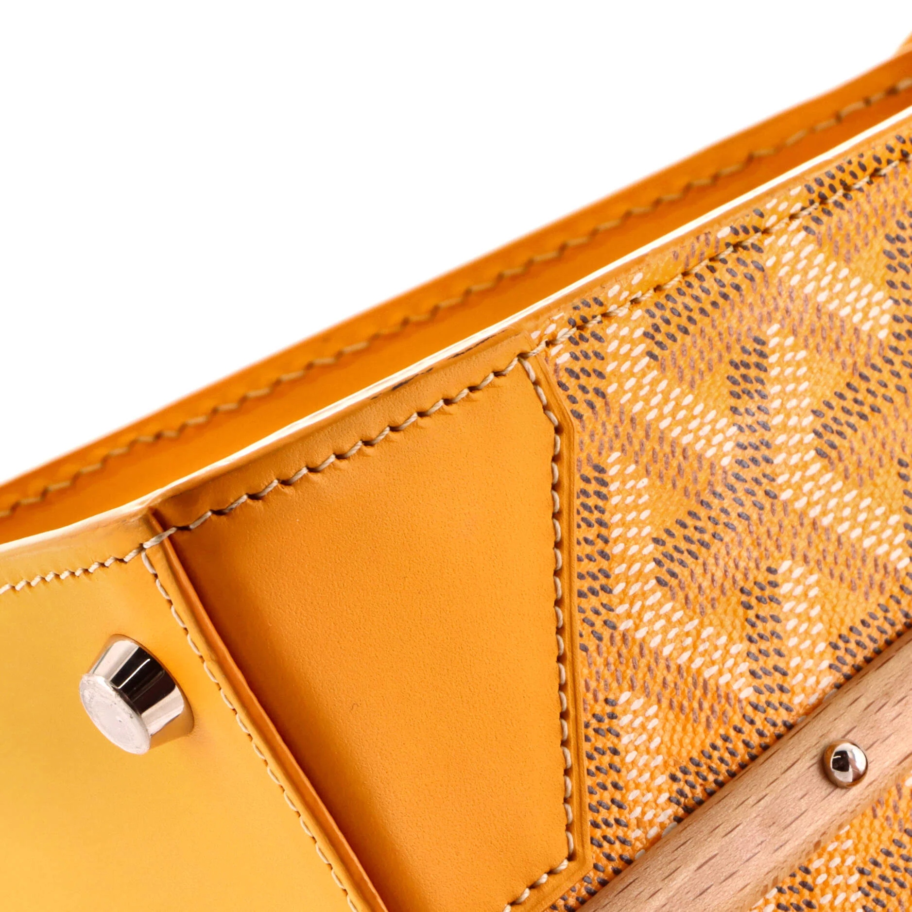 Structured Saigon Top Handle Bag Coated Canvas with Leather Mini - Image 6
