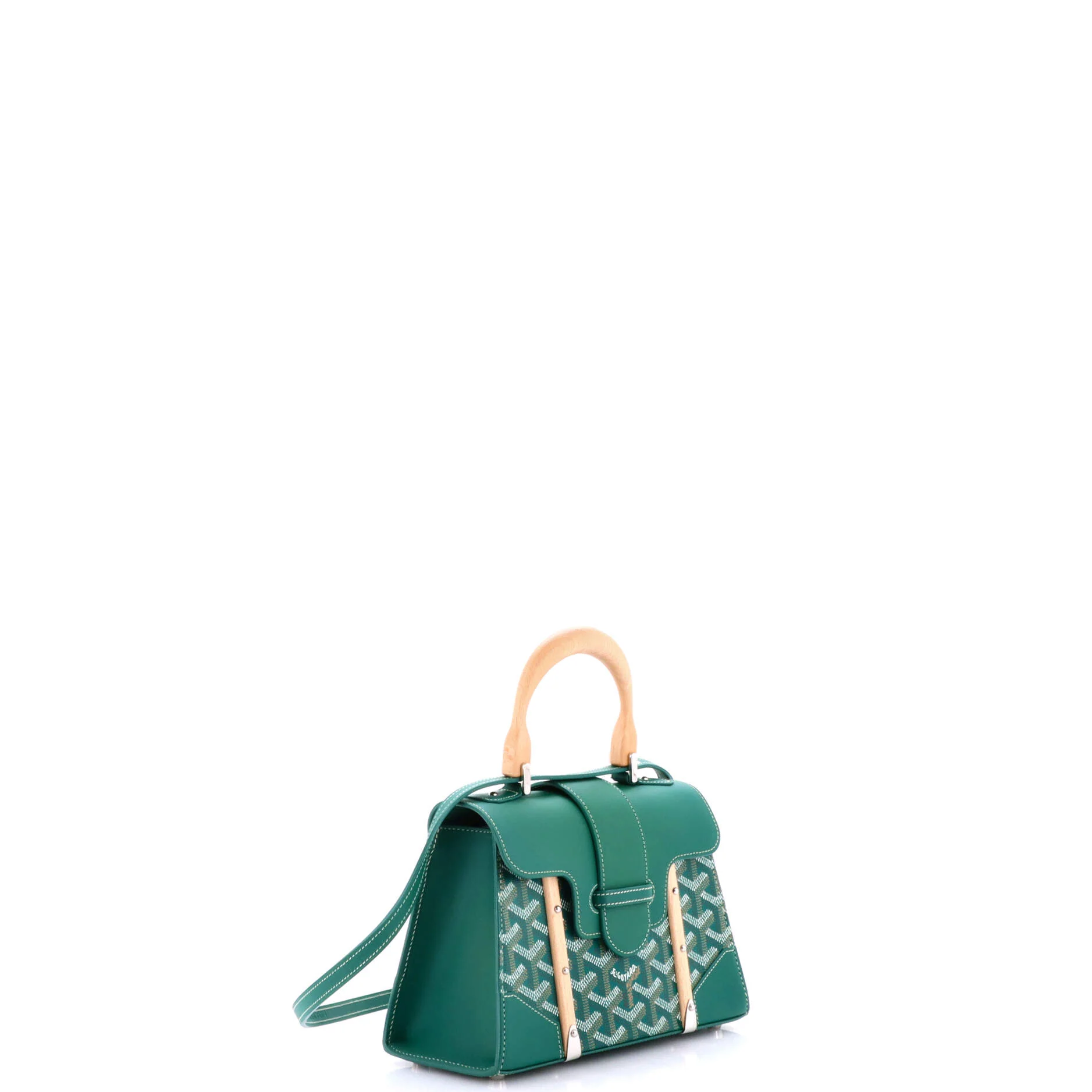 Structured Saigon Top Handle Bag Coated Canvas with Leather Mini - Image 2