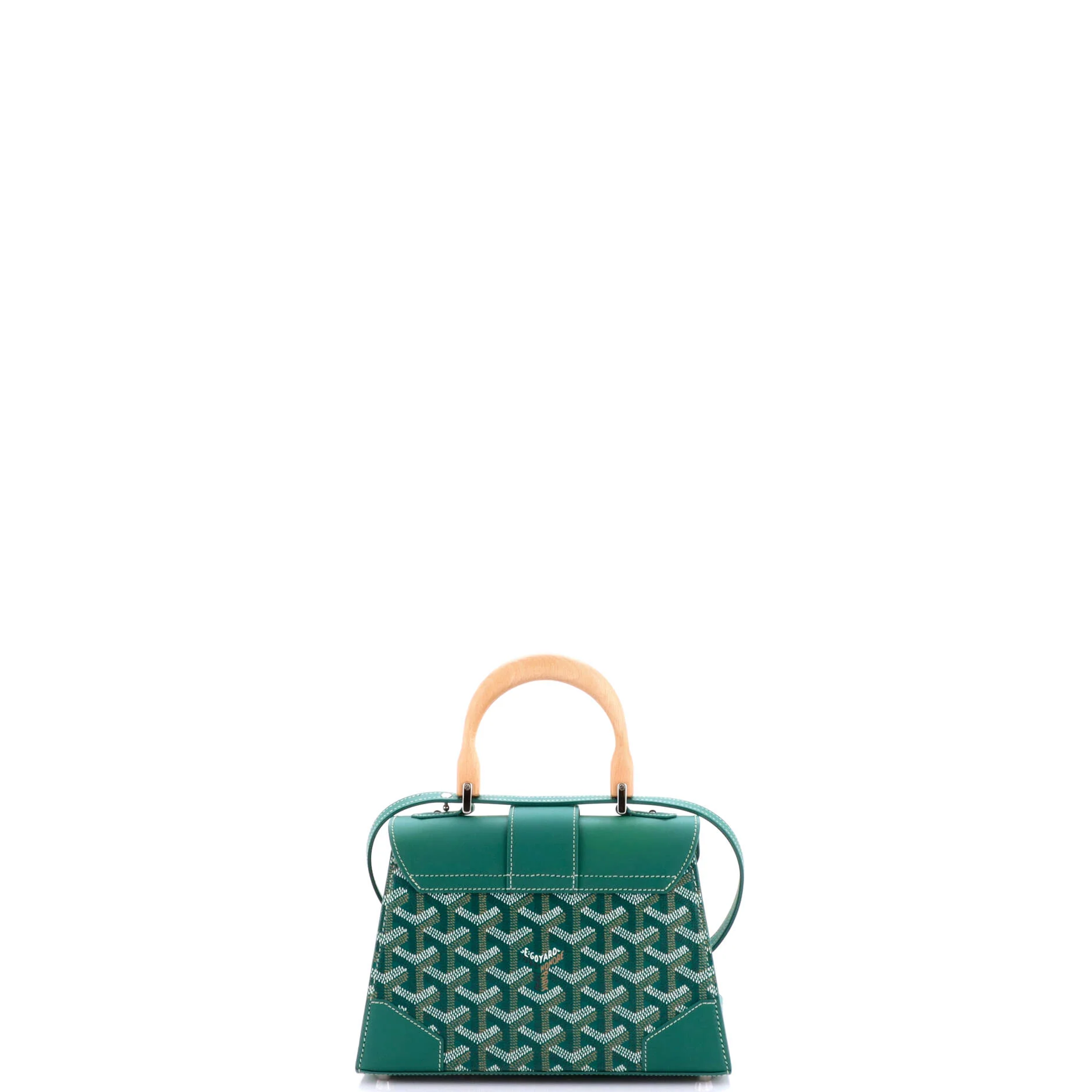 Structured Saigon Top Handle Bag Coated Canvas with Leather Mini - Image 3