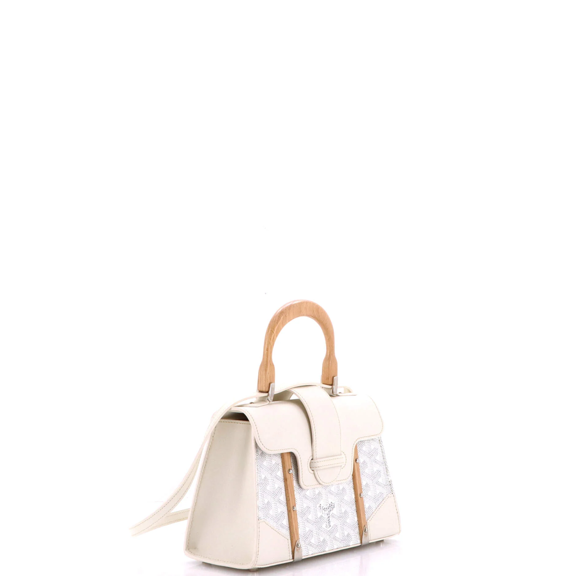 Structured Saigon Top Handle Bag Coated Canvas with Leather Mini - Image 2