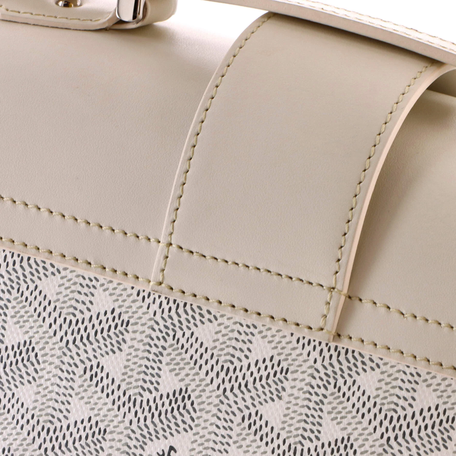 Structured Saigon Top Handle Bag Coated Canvas with Leather Mini - Image 6
