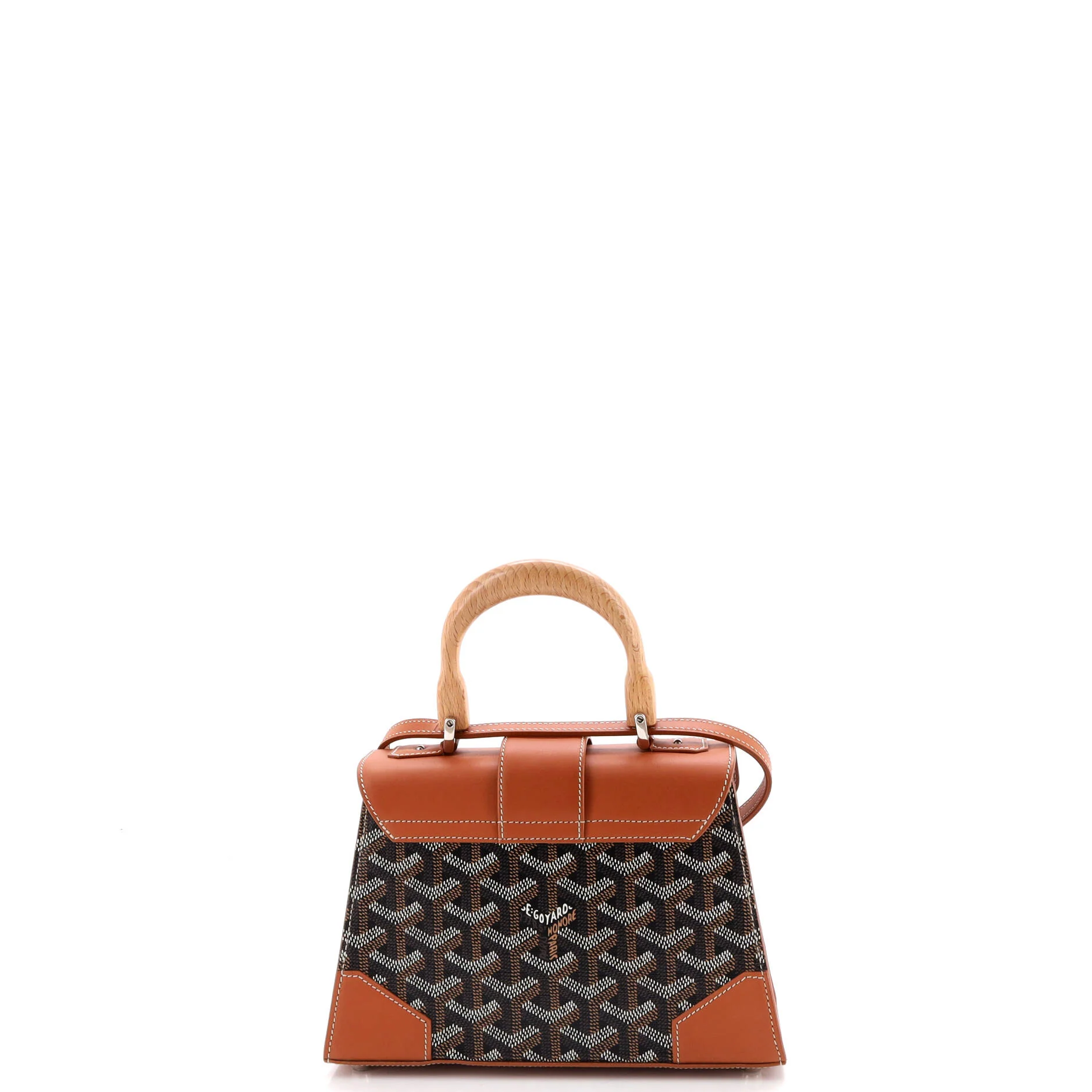 Structured Saigon Top Handle Bag Coated Canvas with Leather Mini - Image 3