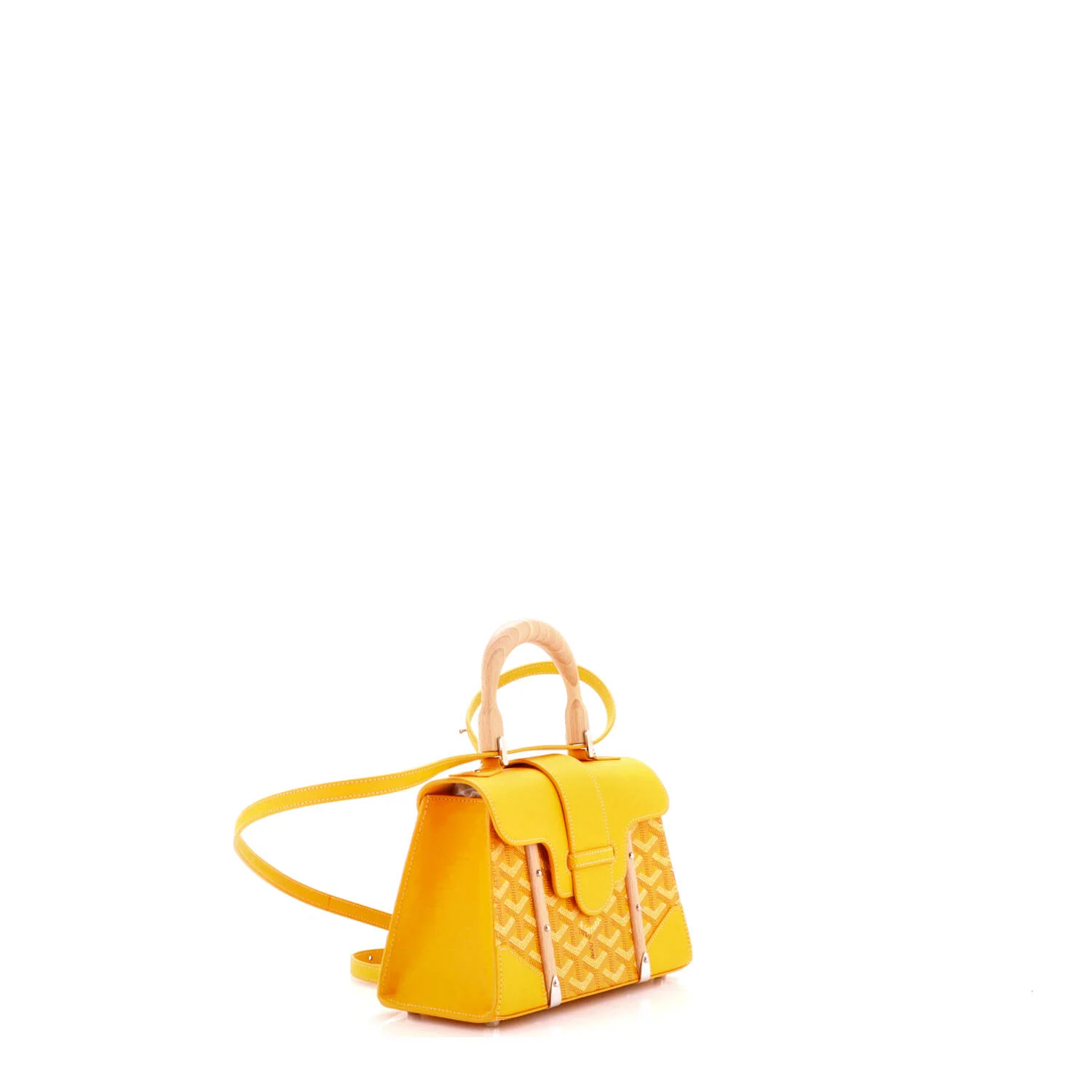 Structured Saigon Top Handle Bag Coated Canvas with Leather Mini - Image 2