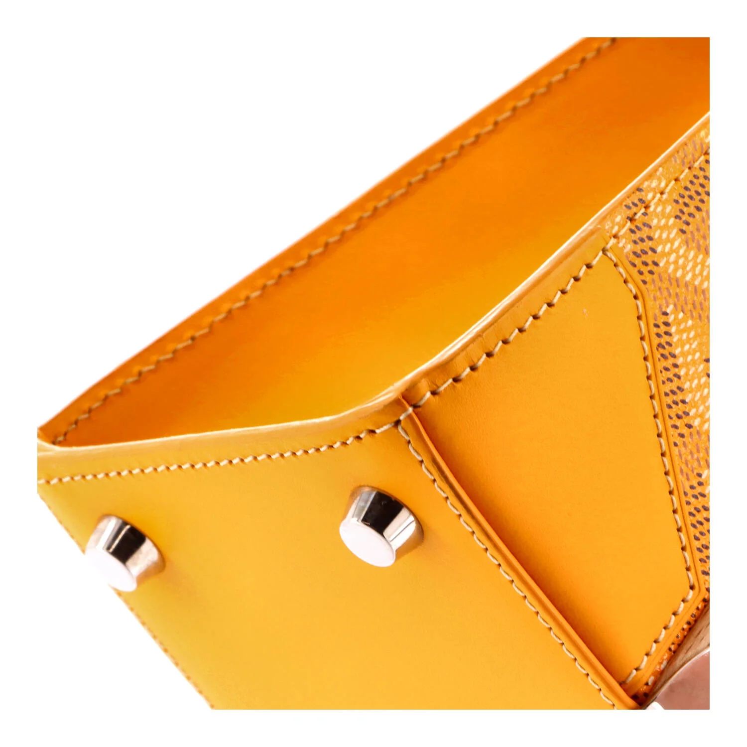 Structured Saigon Top Handle Bag Coated Canvas with Leather Mini - Image 6