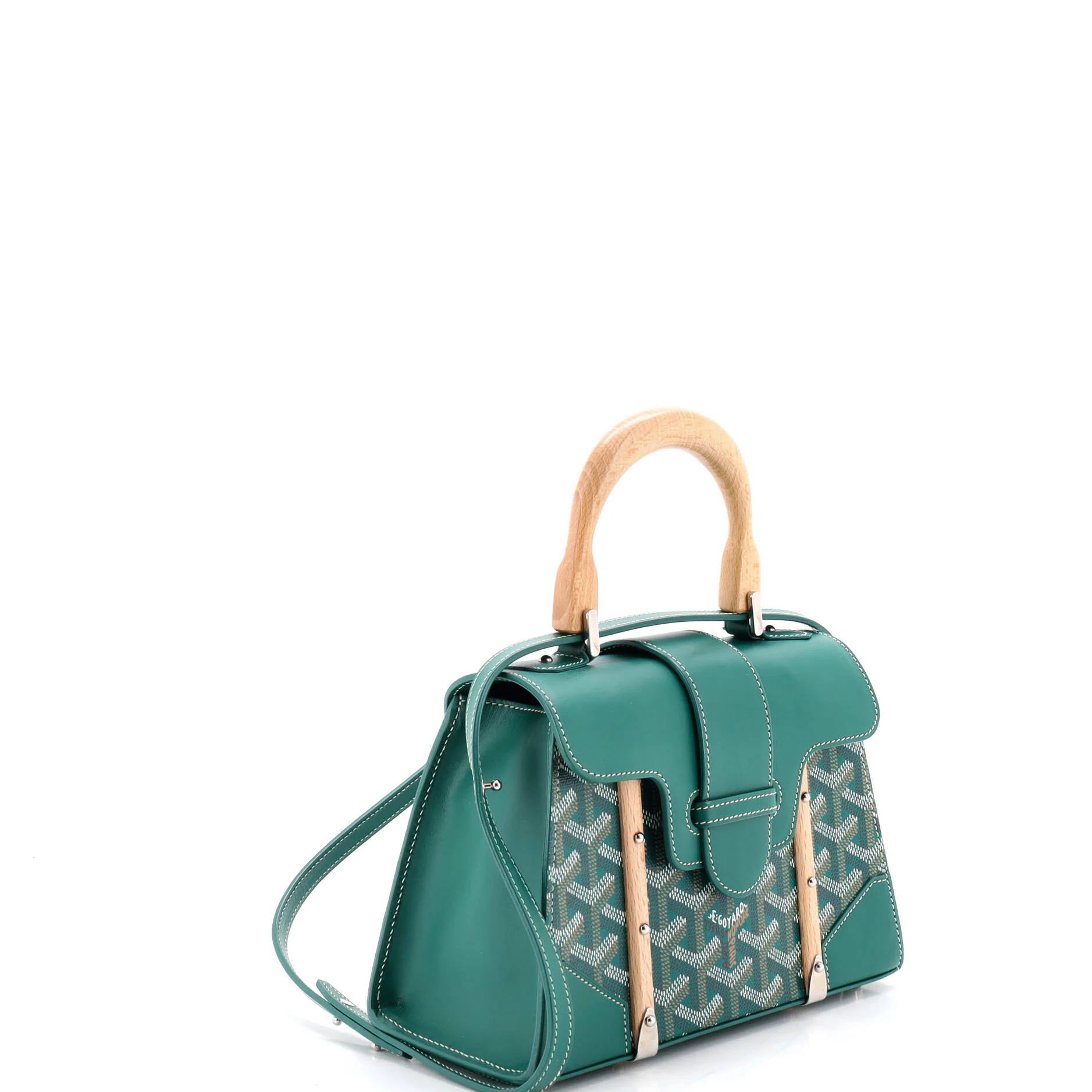 Structured Saigon Top Handle Bag Coated Canvas with Leather Mini - Image 2
