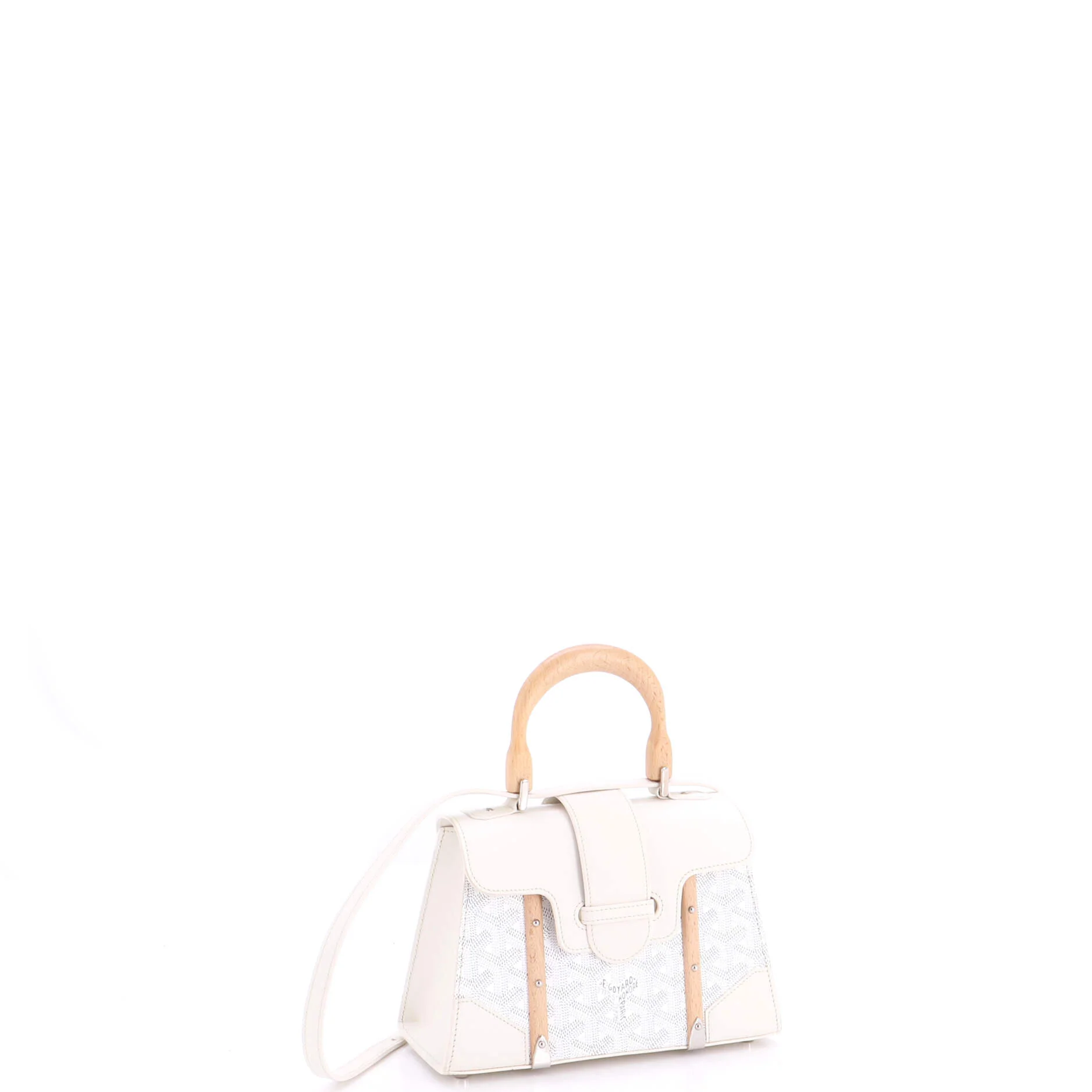 Structured Saigon Top Handle Bag Coated Canvas with Leather Mini - Image 2