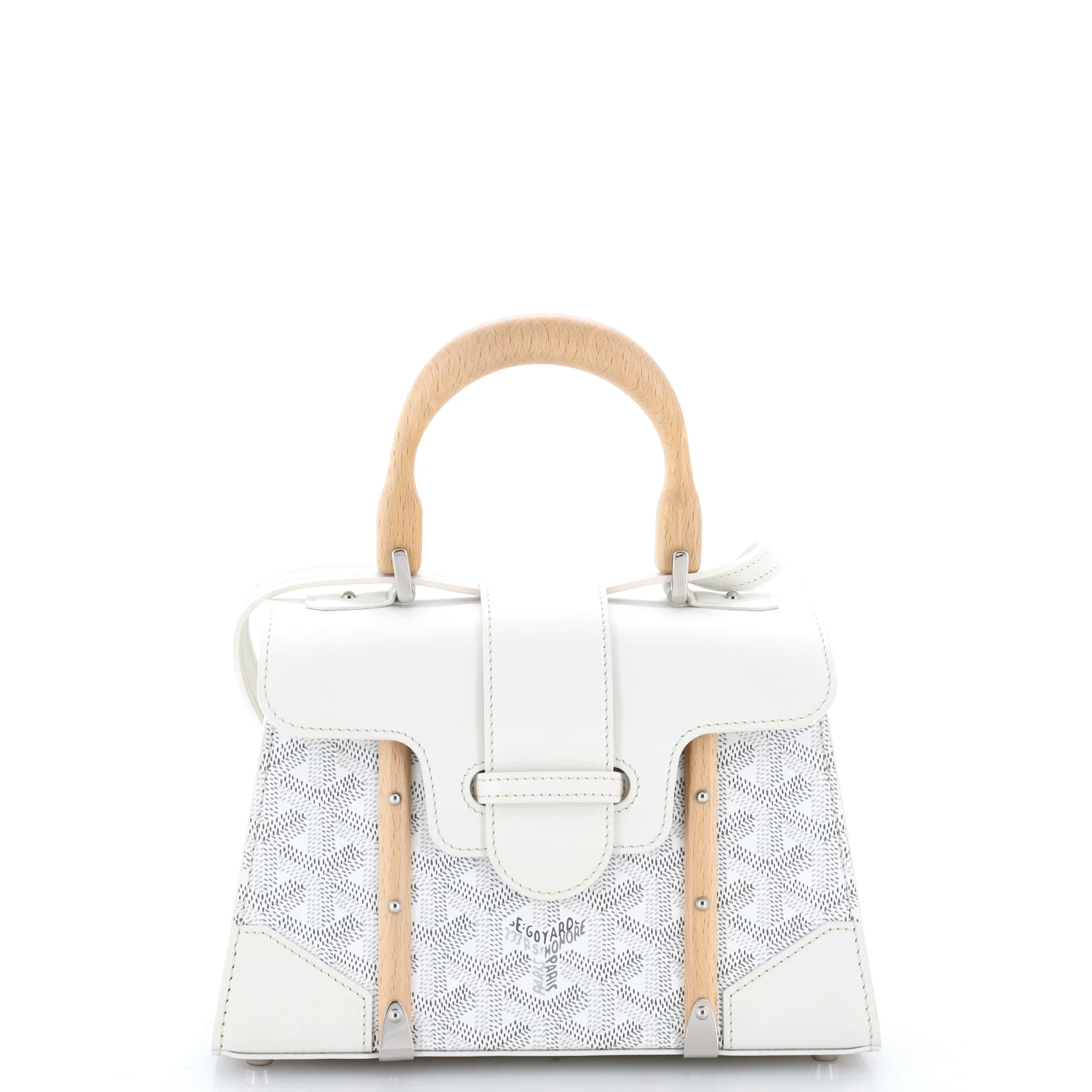 Structured Saigon Top Handle Bag Coated Canvas with Leather Mini - Image 2